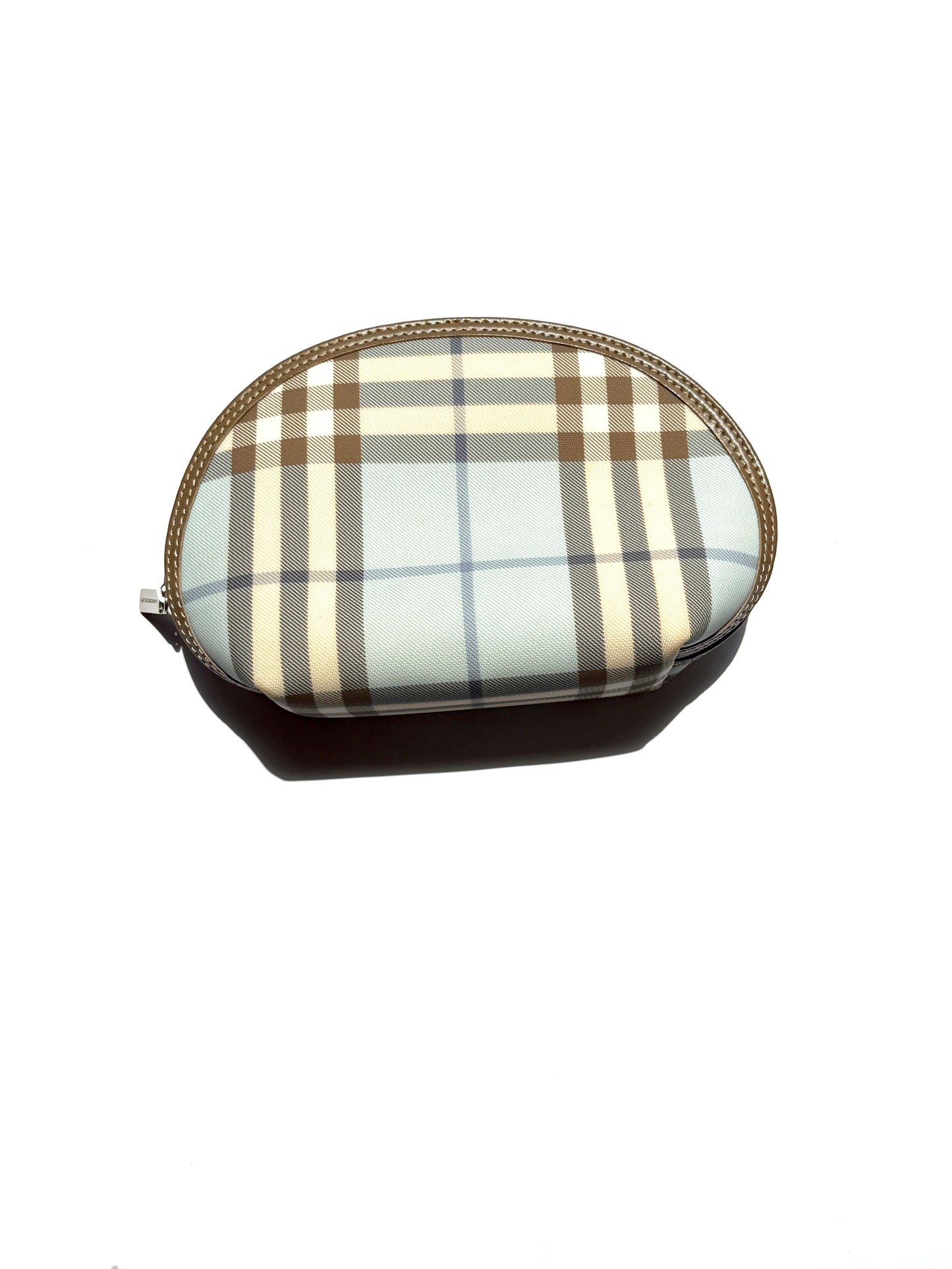 Burberry Love Check Blue White Beige Cosmetic Travel Zip Pouch Bag