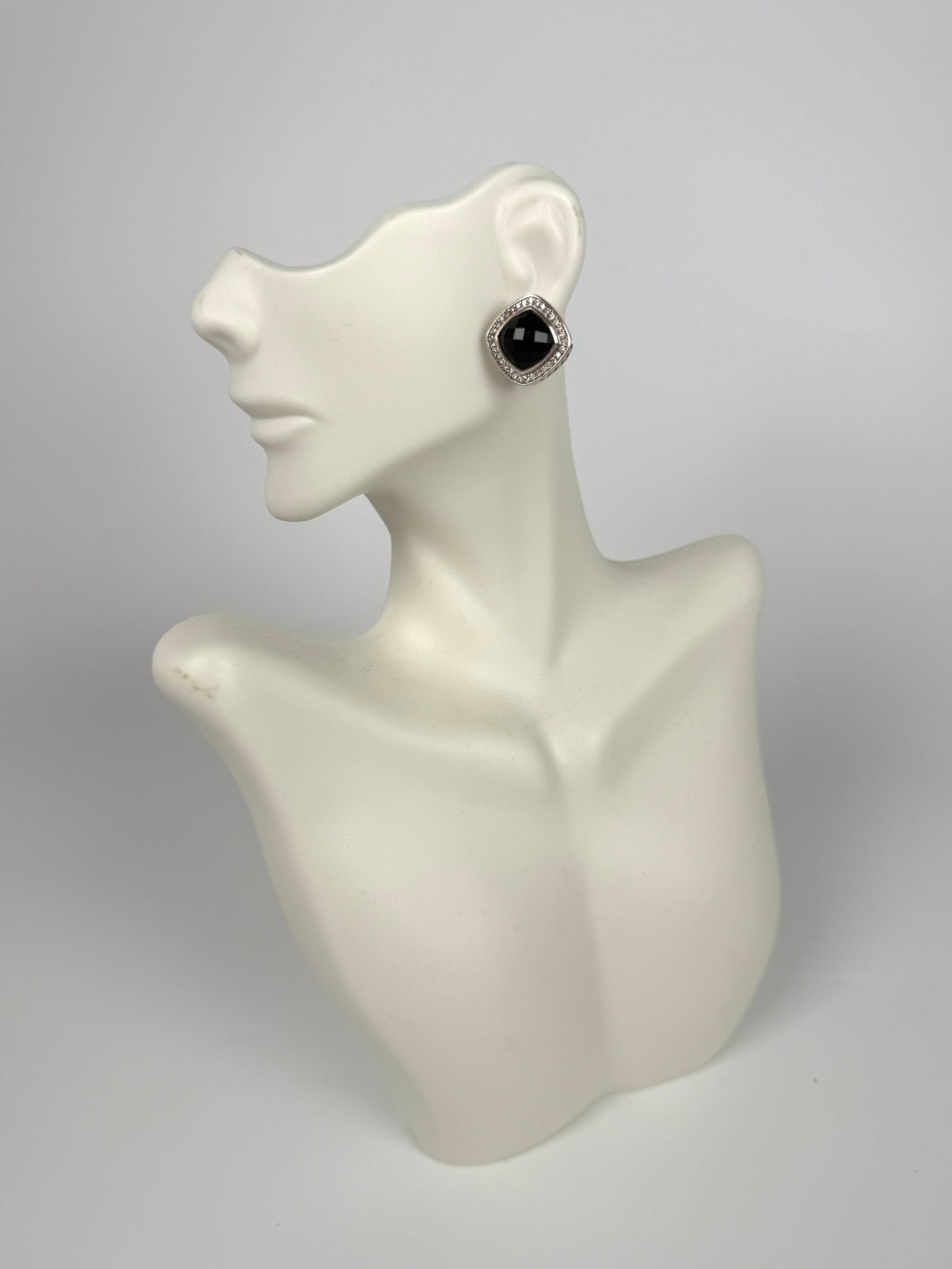 DAVID YURMAN Albion Onyx Diamond Sterling Silver Stud Earrings