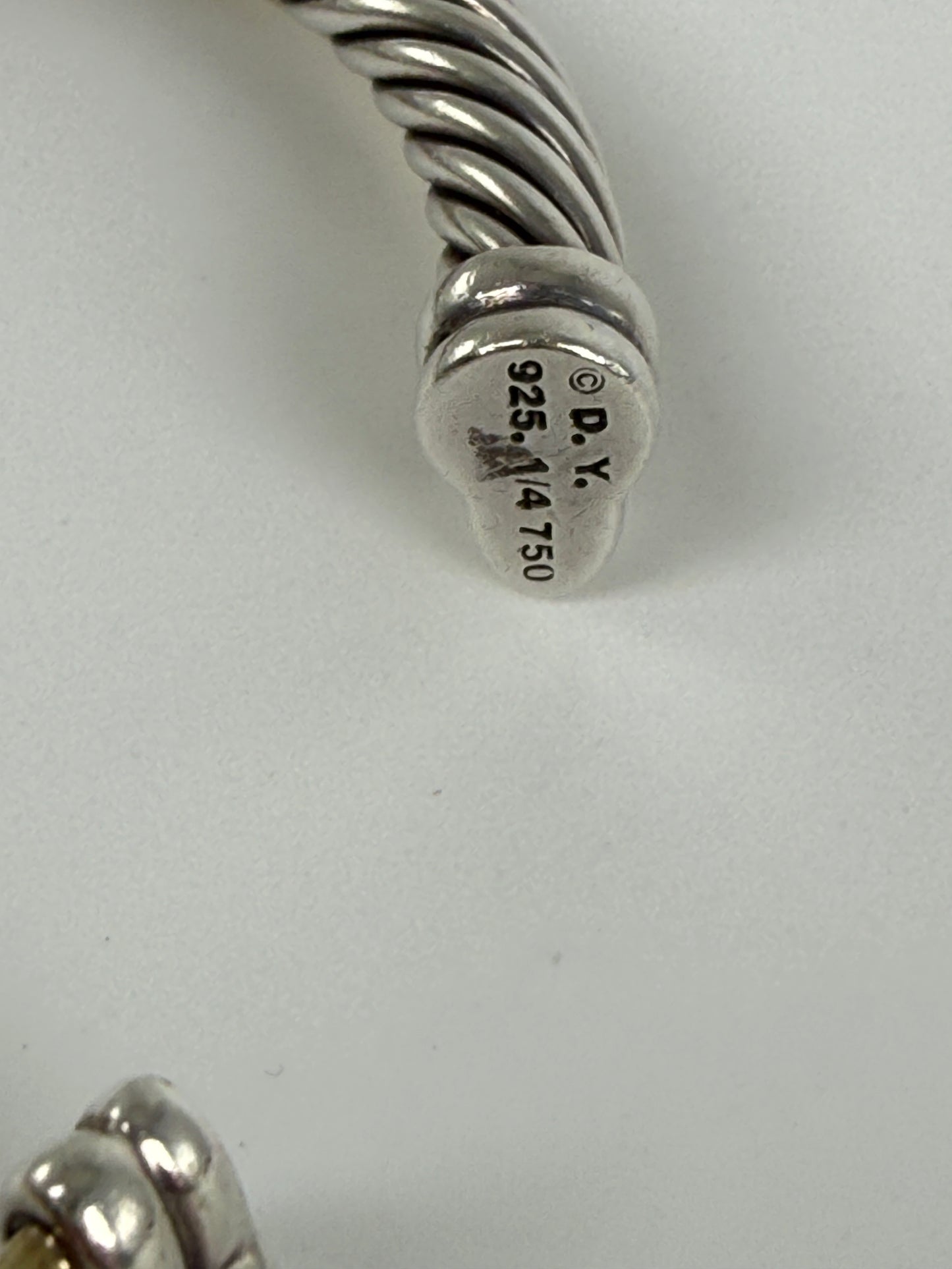 DAVID YURMAN Cable Crossover Two Tone Two Row Sterling Silver 18k Yellow Gold Cuff Bracelet S