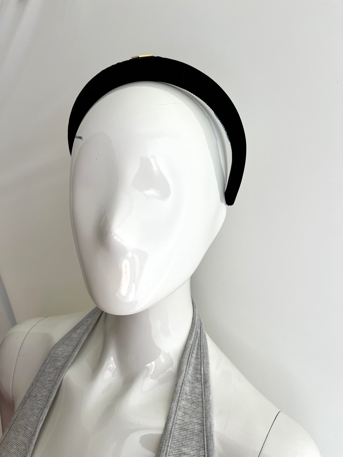 PRADA Velvet Logo Black Headband Designer consignment