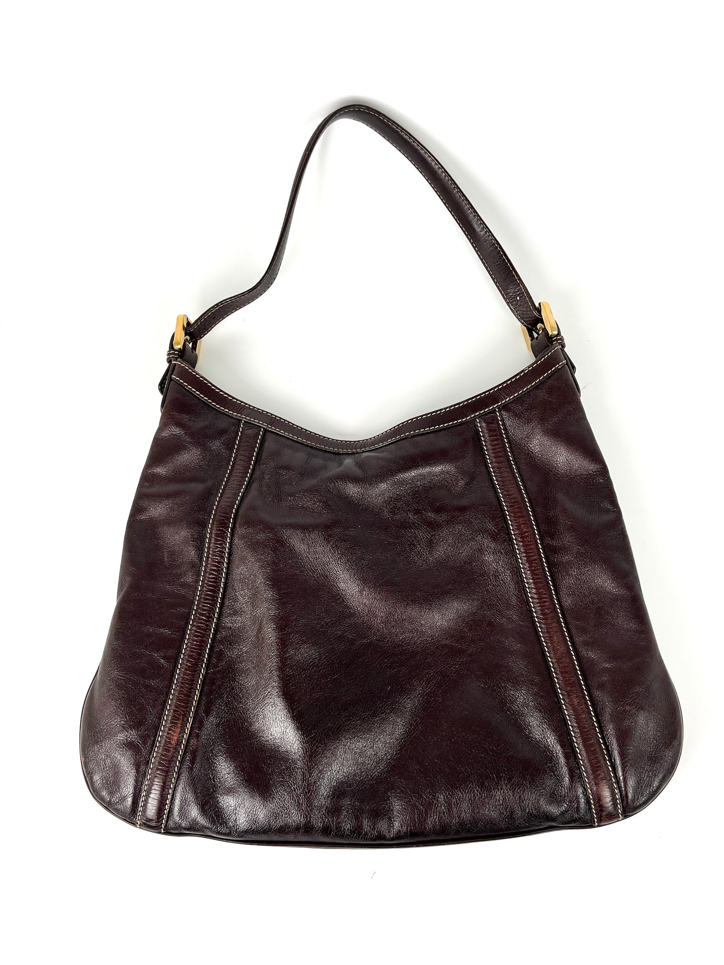 GUCCI Web Calfskin Medium Britt Brown GG Leather Hobo Bag