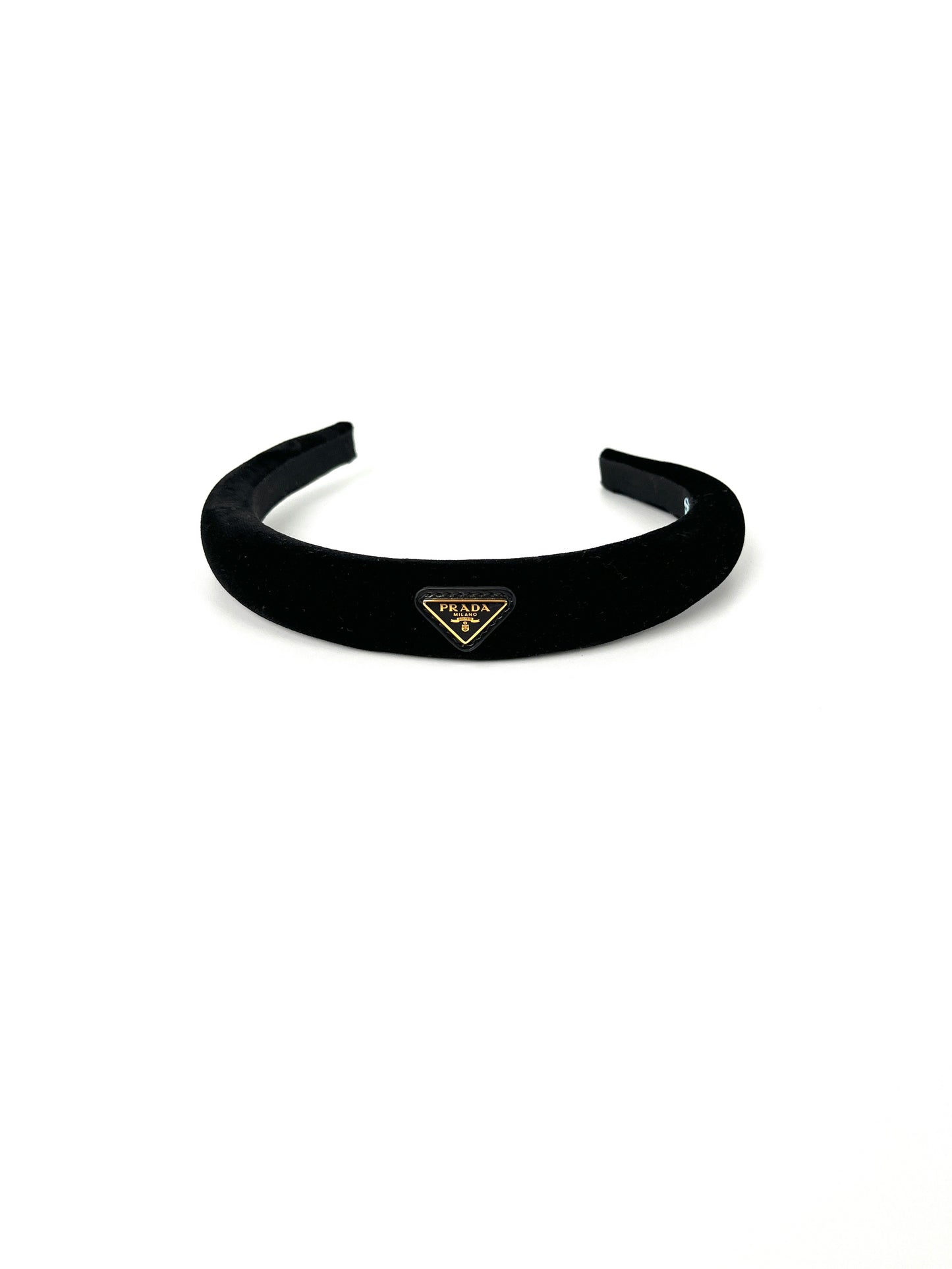 PRADA Velvet Logo Black Headband