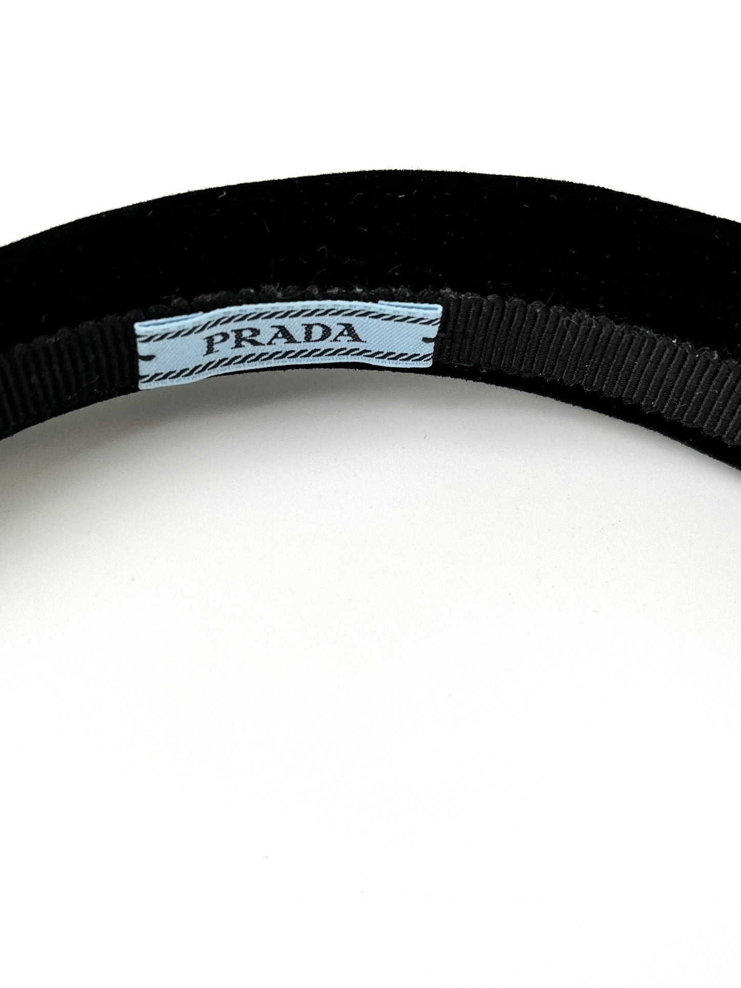 PRADA Velvet Logo Black Headband