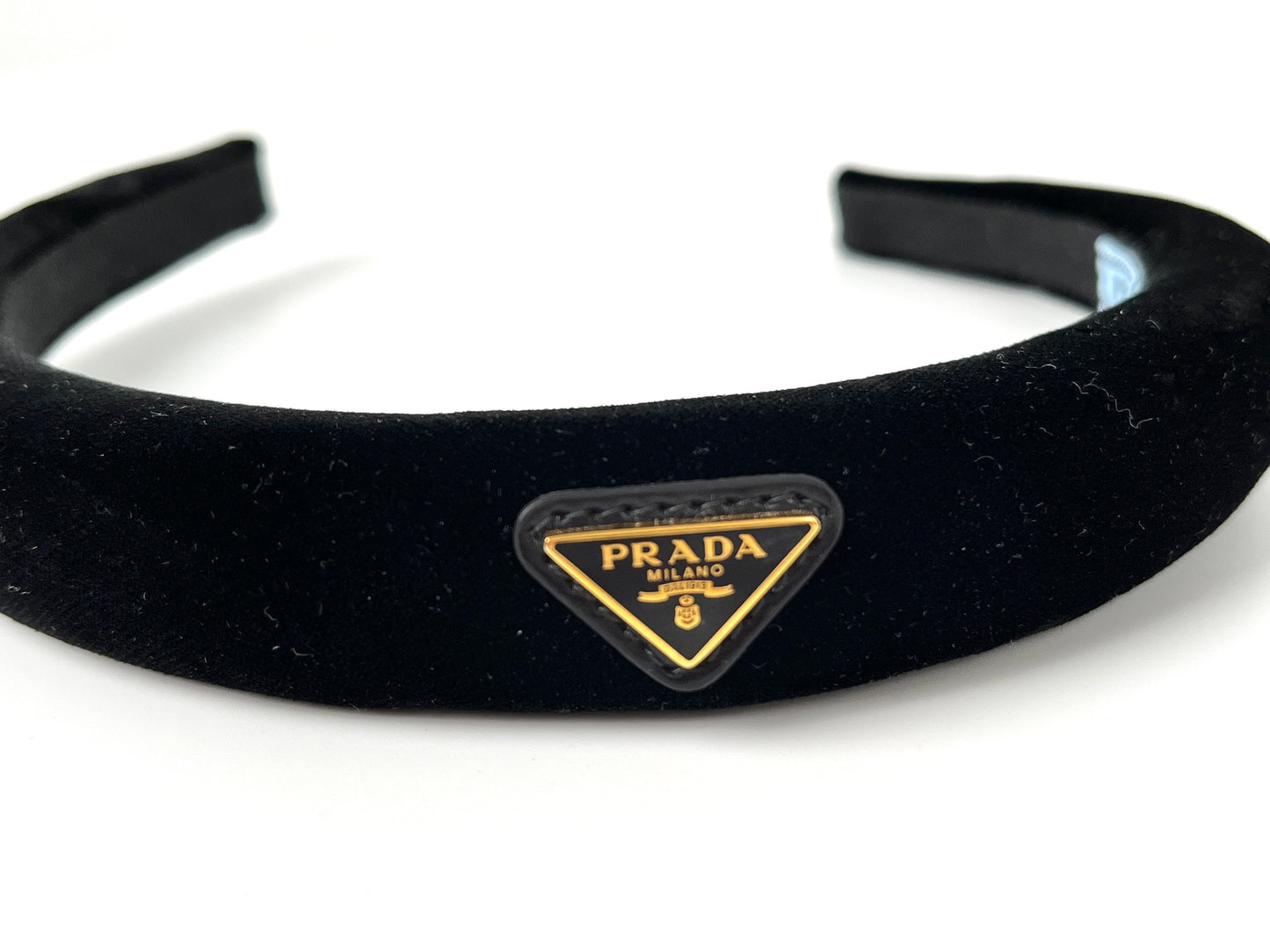 PRADA Velvet Logo Black Headband