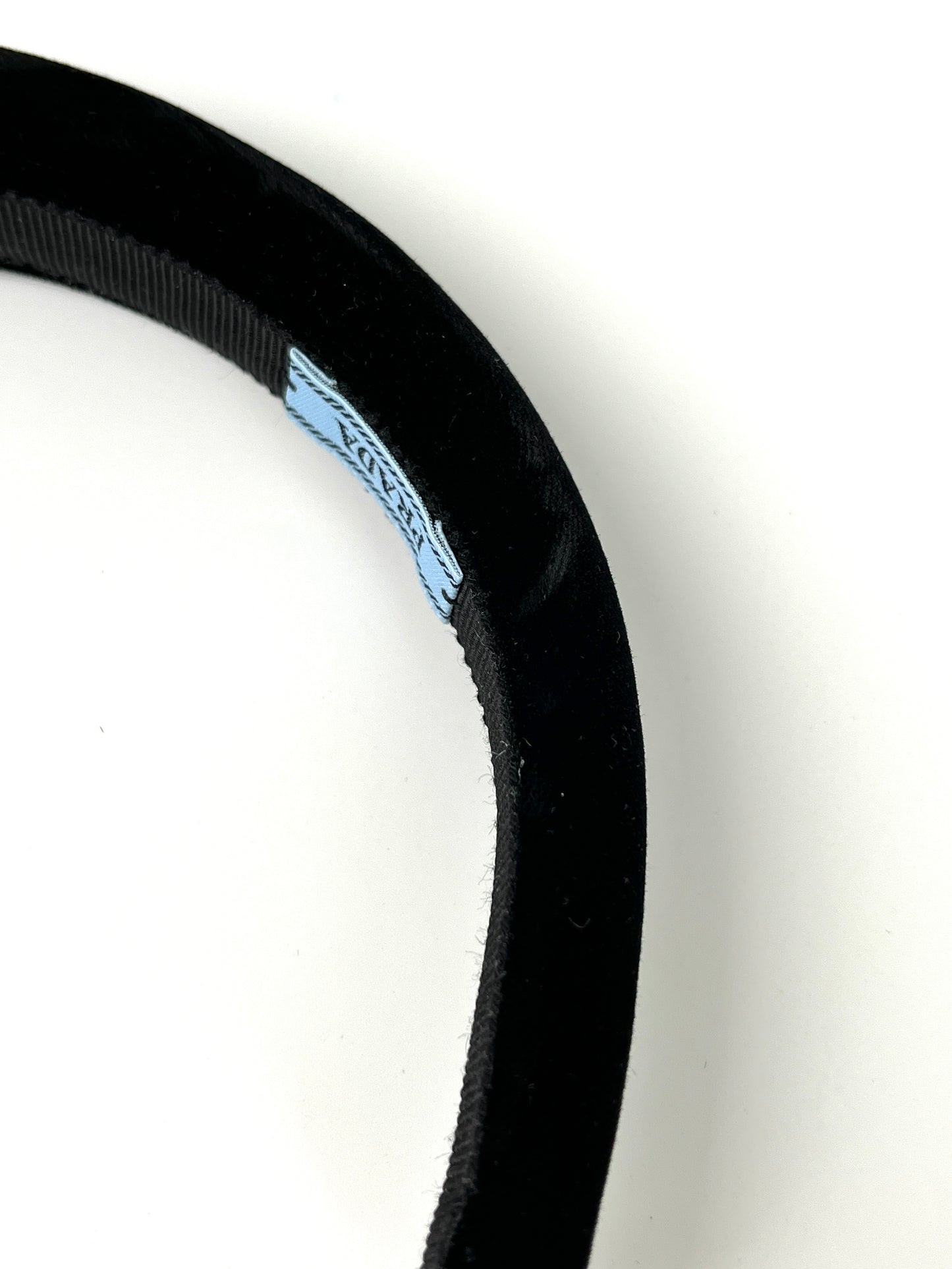 PRADA Velvet Logo Black Headband