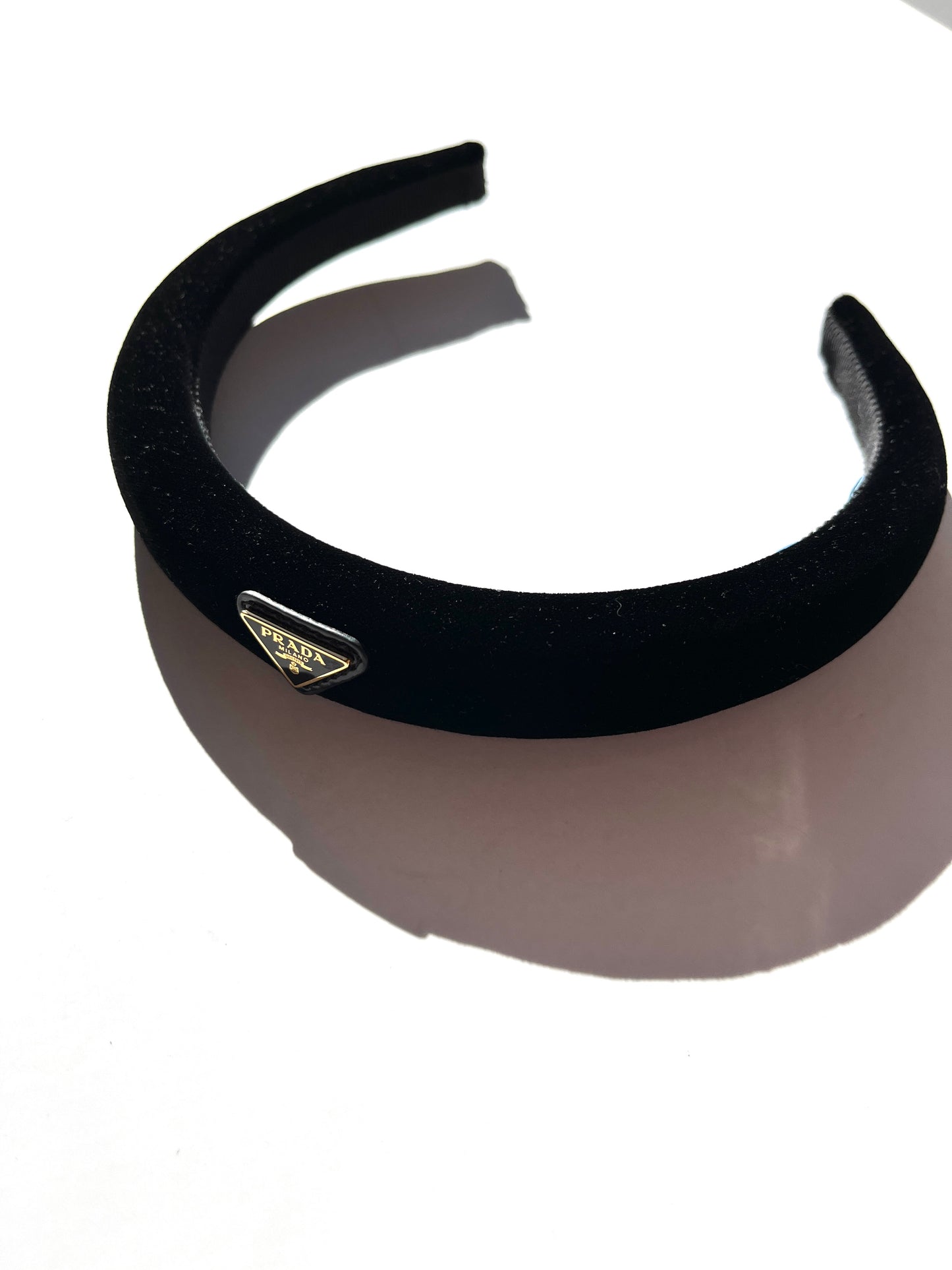 PRADA Velvet Logo Black Headband Designer resale