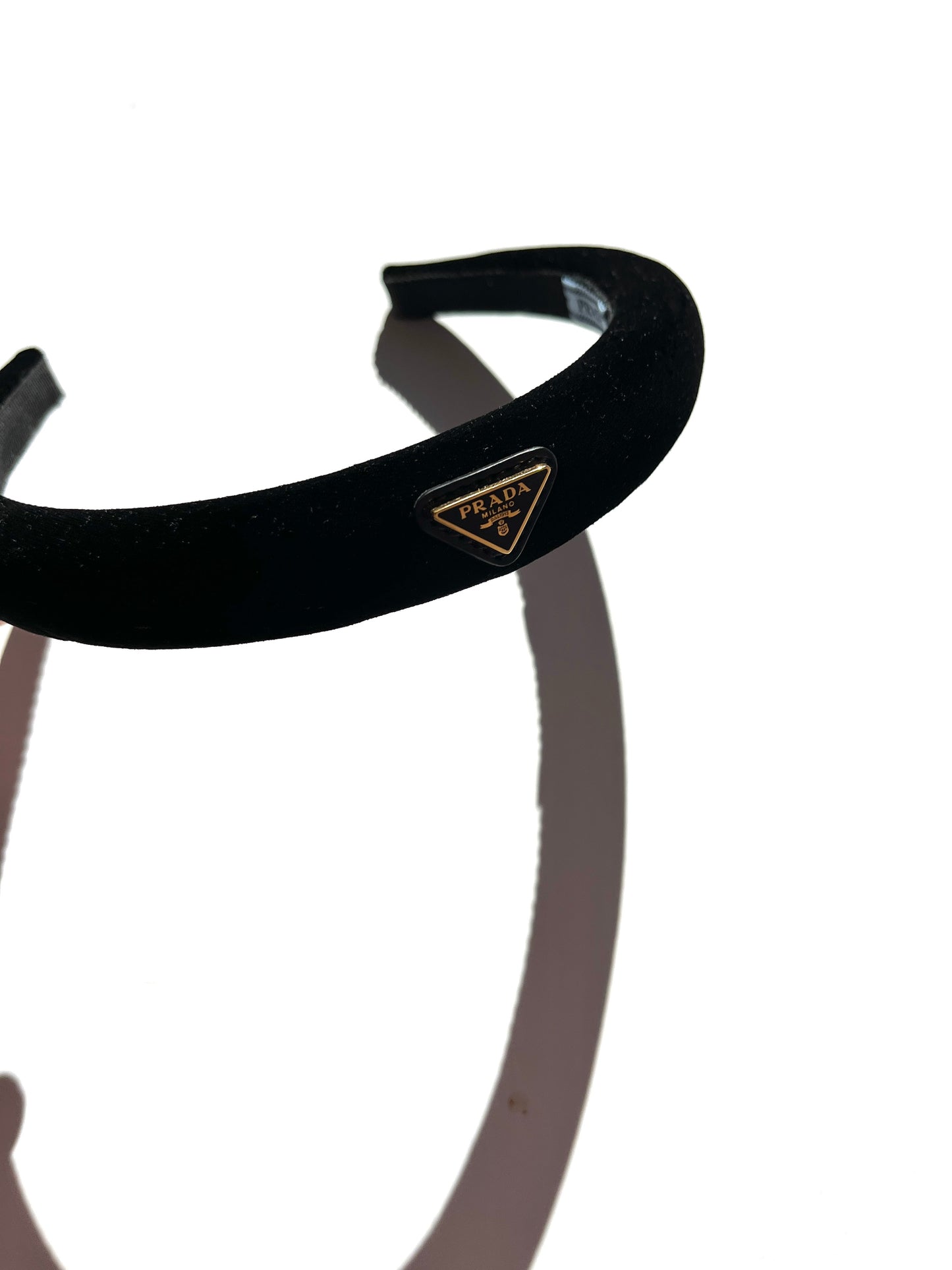 PRADA Velvet Logo Black Headband