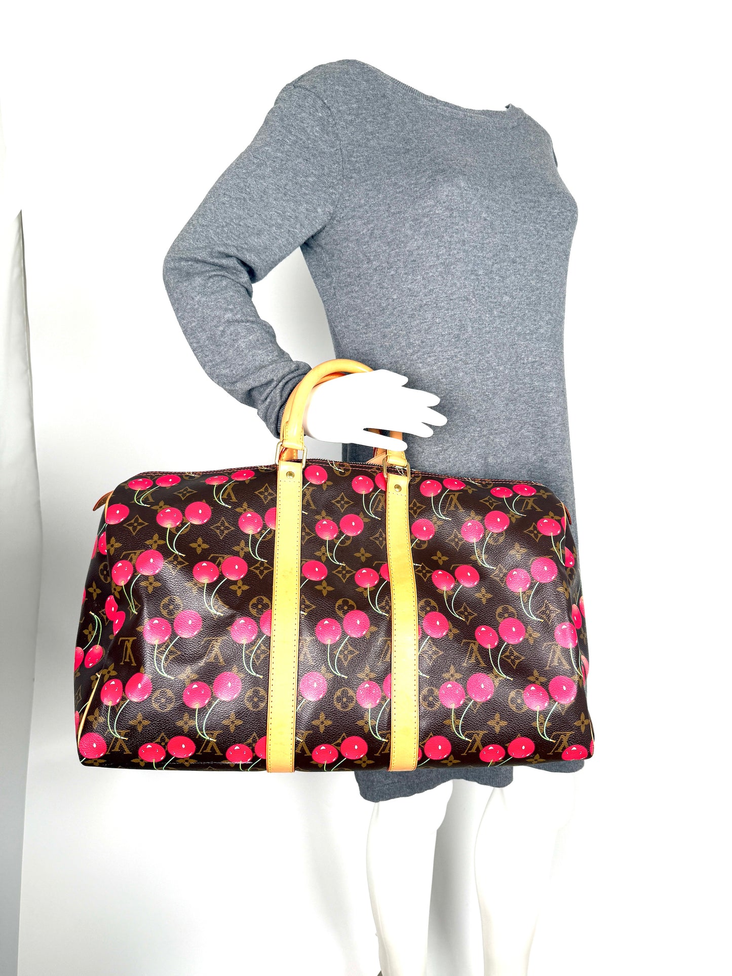 Vintage Louis Vuitton Keepall 45 Takashi Murakami Cerises Monogram Duffle Weekender Cherry Travel Bag