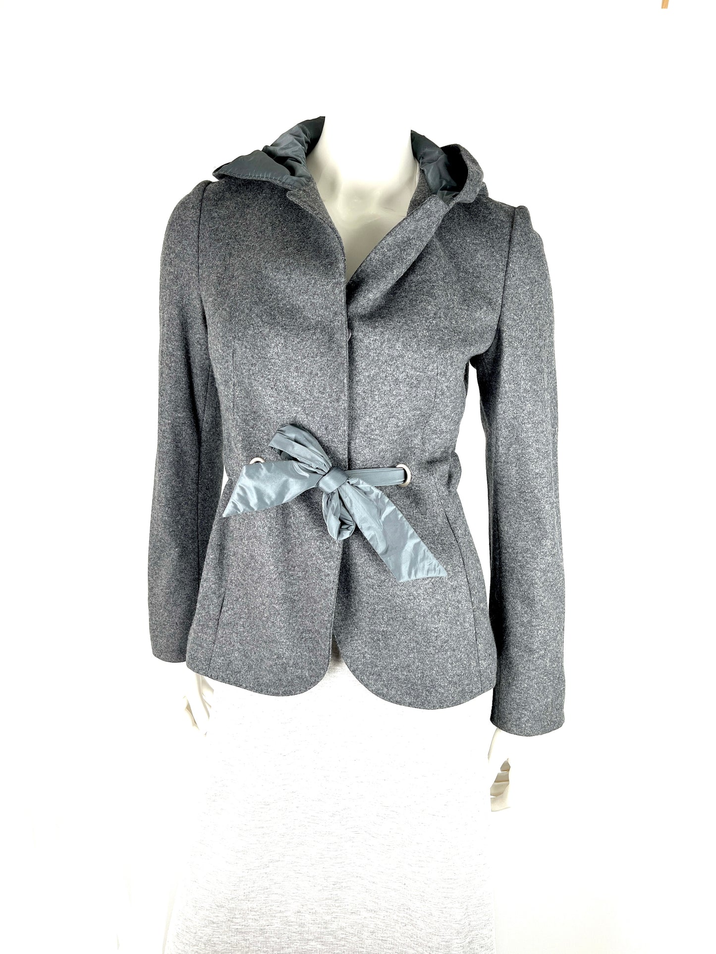Brunello Cucinelli Gray Hooded Wool Cashmere Blazer Jacket 42 4 6