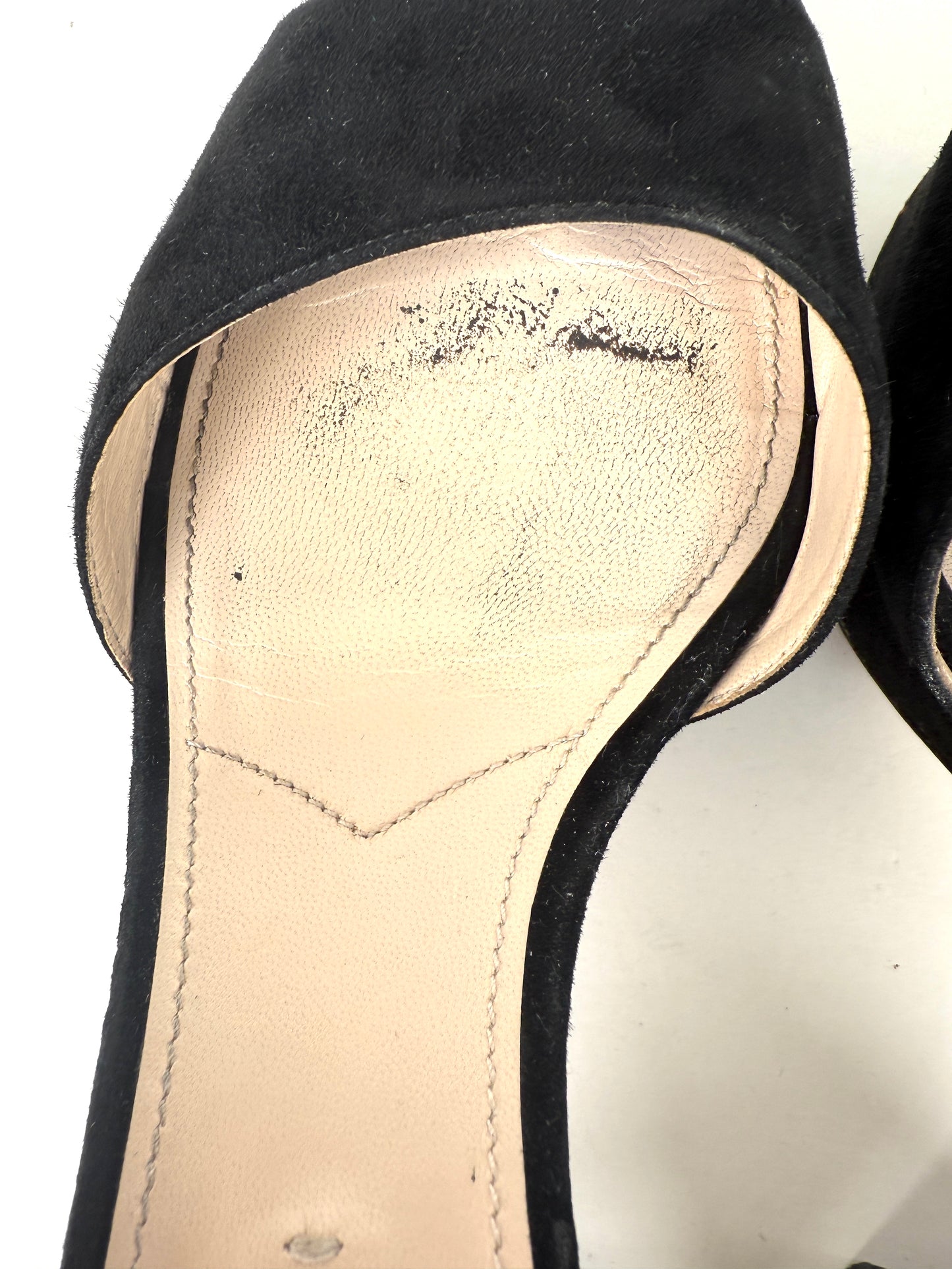 Prada Black Suede Platform Block Heel Sandals 39.5, 9
