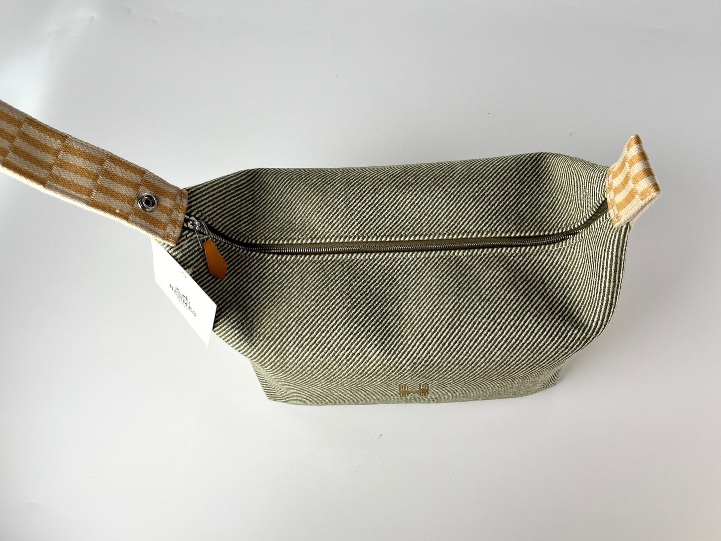 New HERMES Bride-A-Brac H Natte Wool GM Vert Green Pouch Toiletry Bag