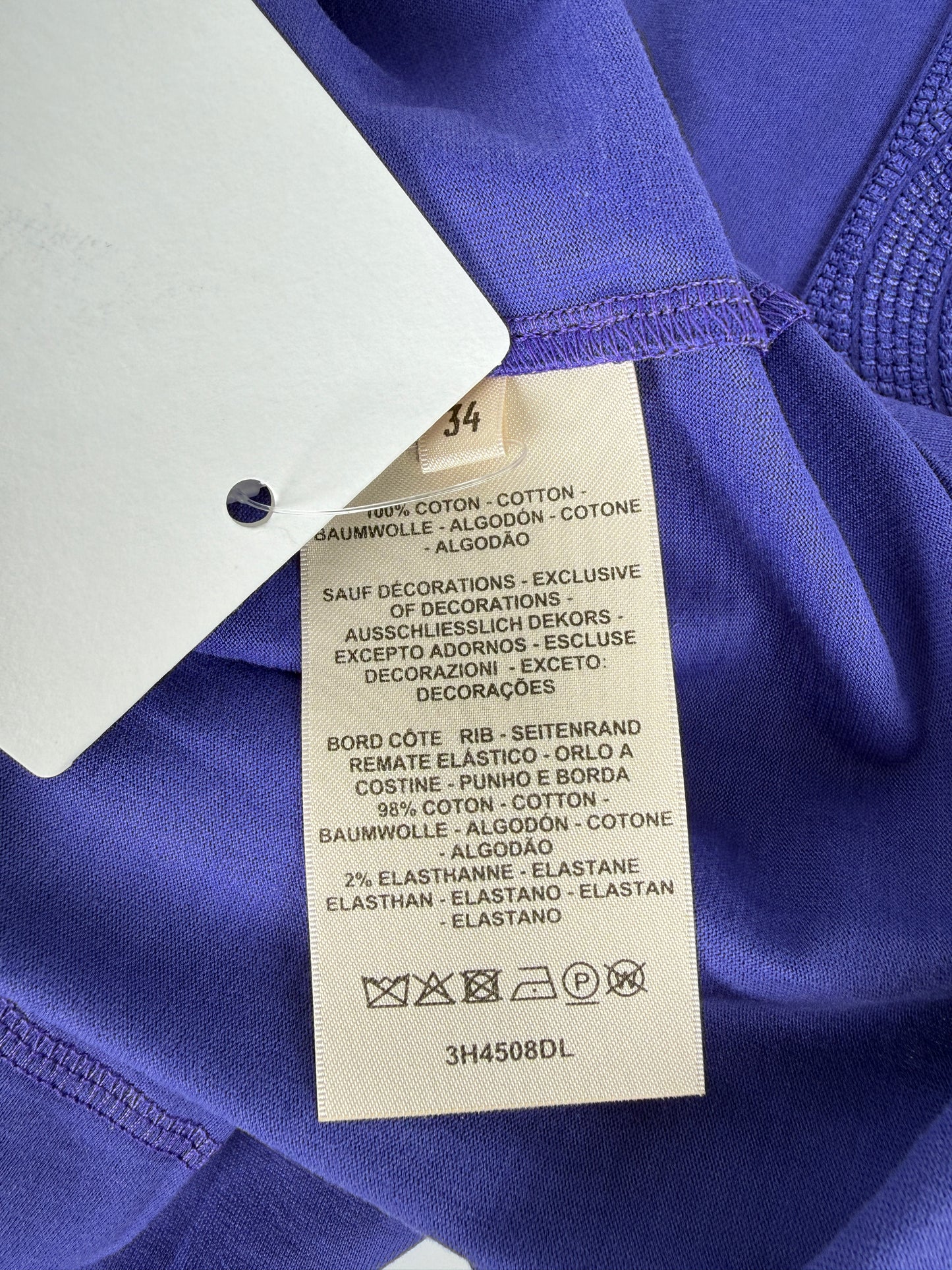 Hermes Embroidered Pocket Violet Purple Cotton Crew Neck Shirt Dress 34 2 New