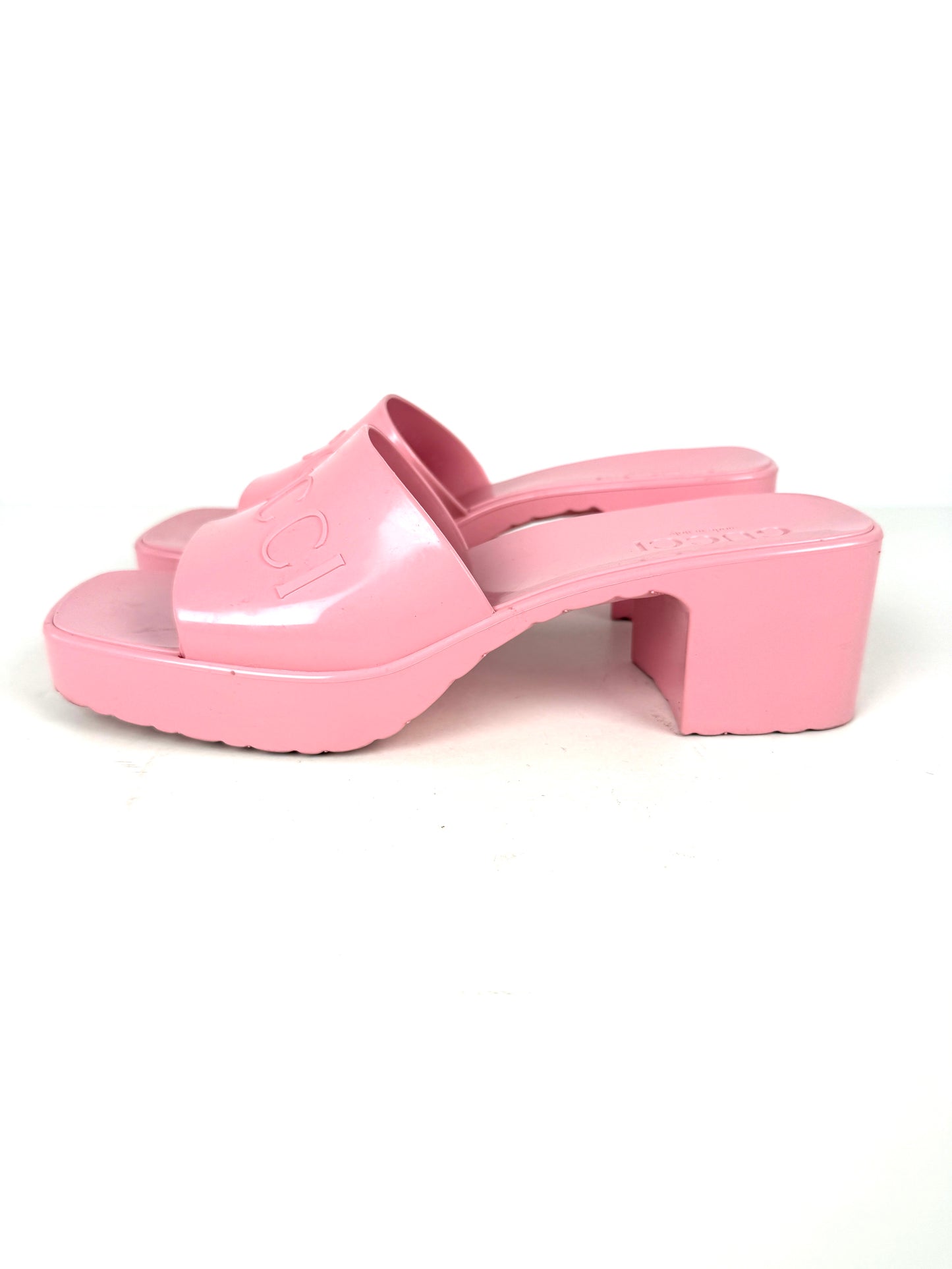 GUCCI Rubber Pink Wild Rose Platform Slide Sandals 36, 6