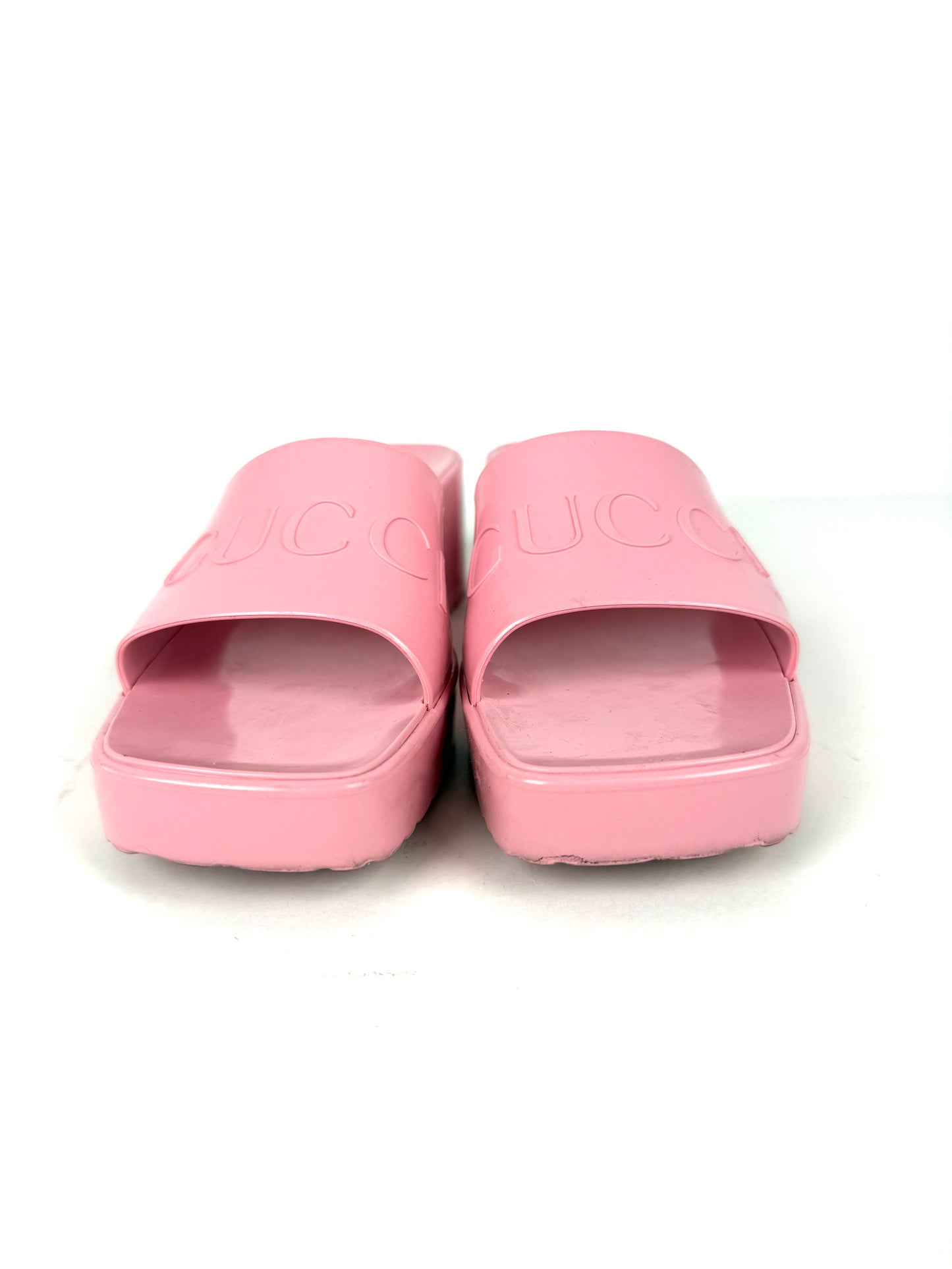 GUCCI Rubber Pink Wild Rose Platform Slide Sandals 36, 6