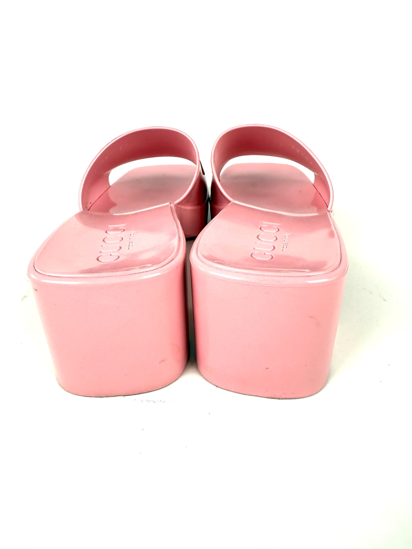 GUCCI Rubber Pink Wild Rose Platform Slide Sandals 36, 6