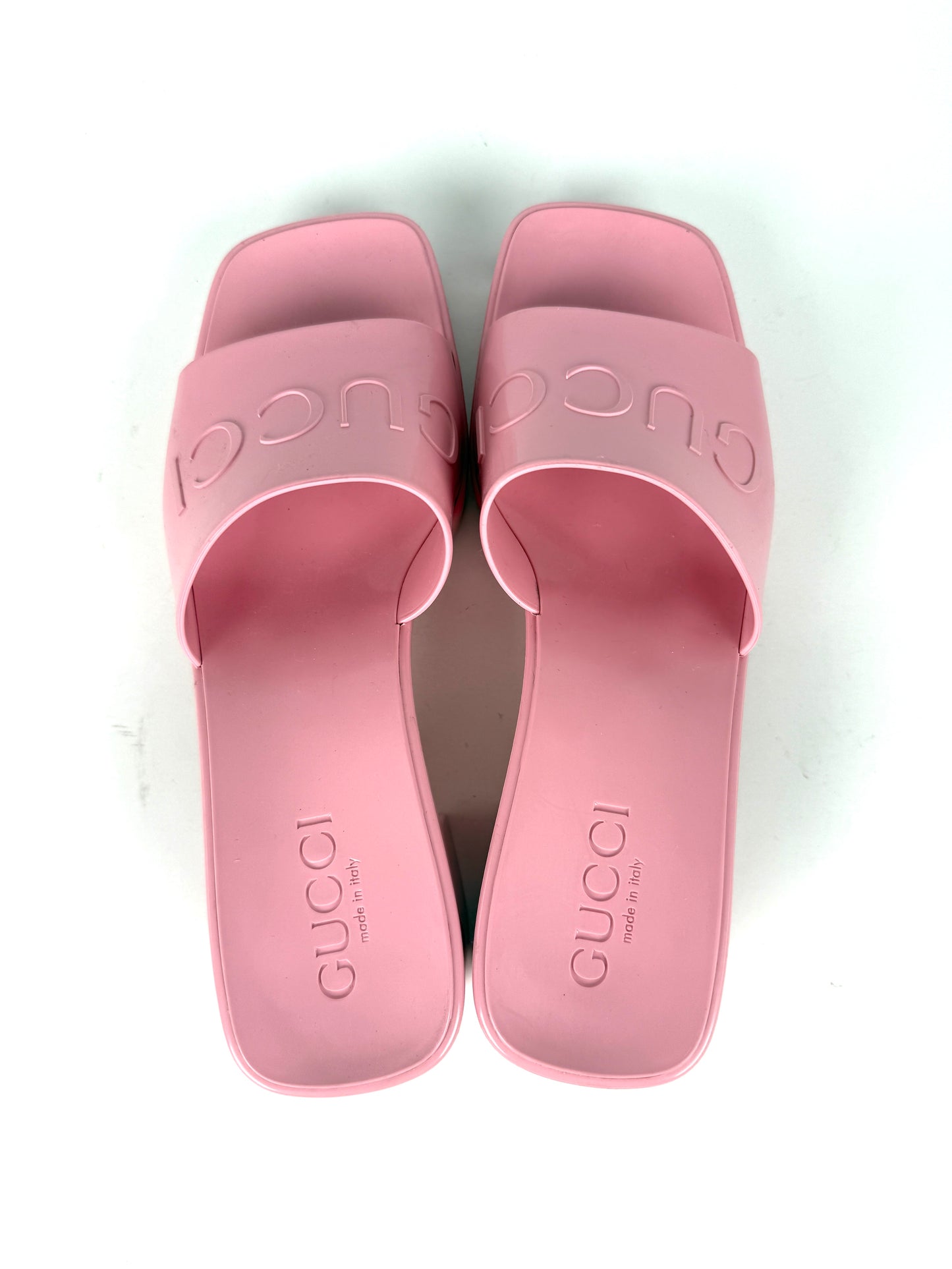 GUCCI Rubber Pink Wild Rose Platform Slide Sandals 36, 6