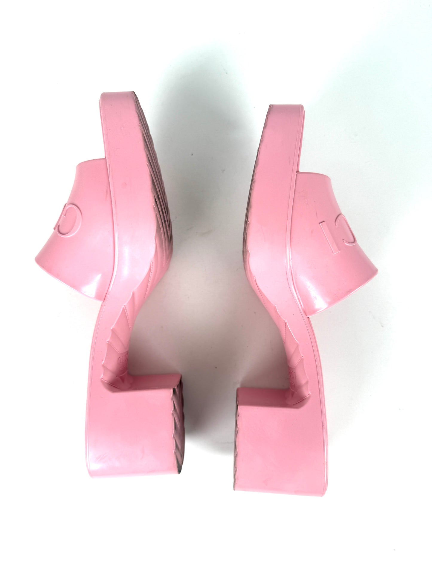 GUCCI Rubber Pink Wild Rose Platform Slide Sandals 36, 6