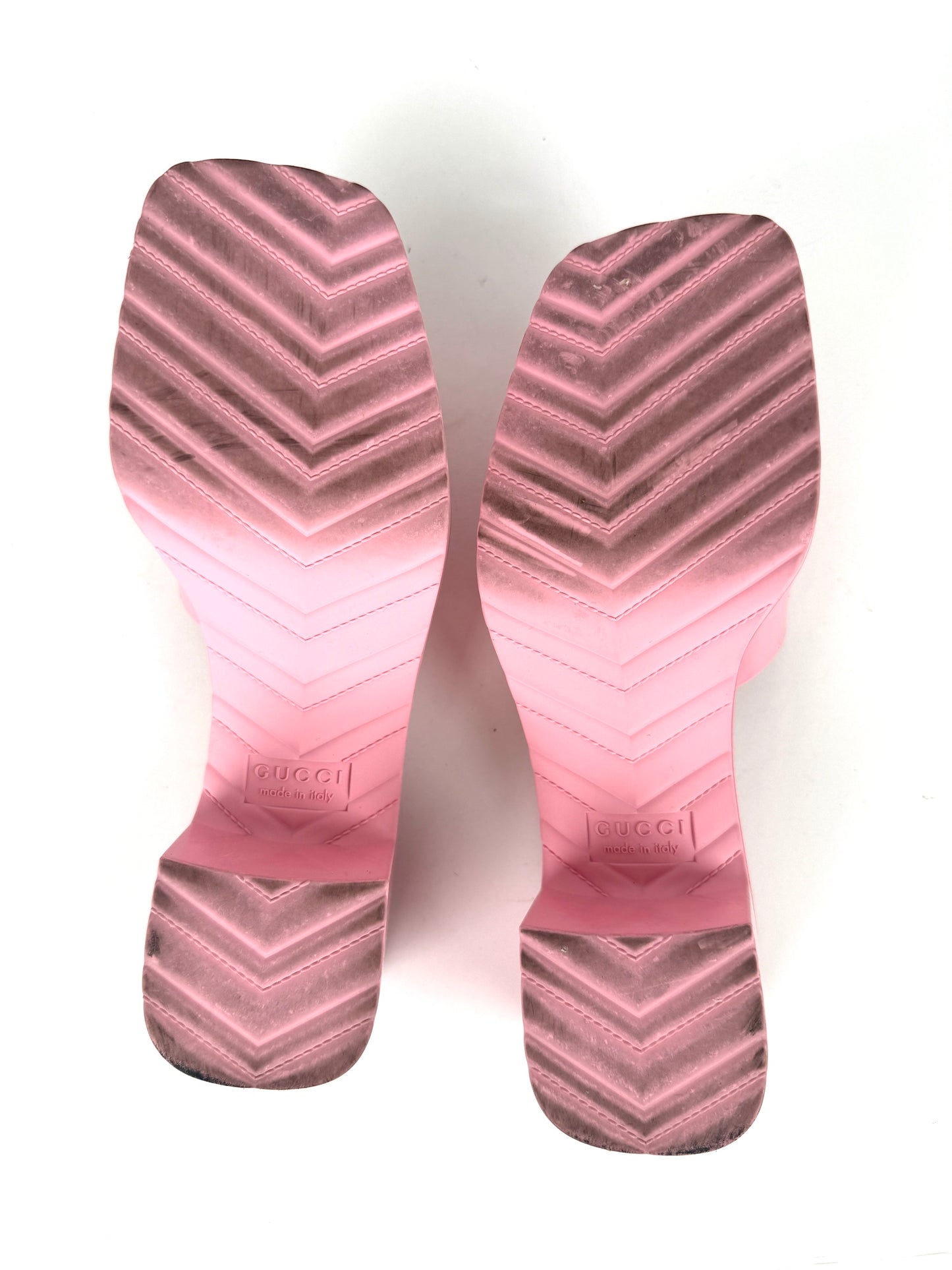GUCCI Rubber Pink Wild Rose Platform Slide Sandals 36, 6