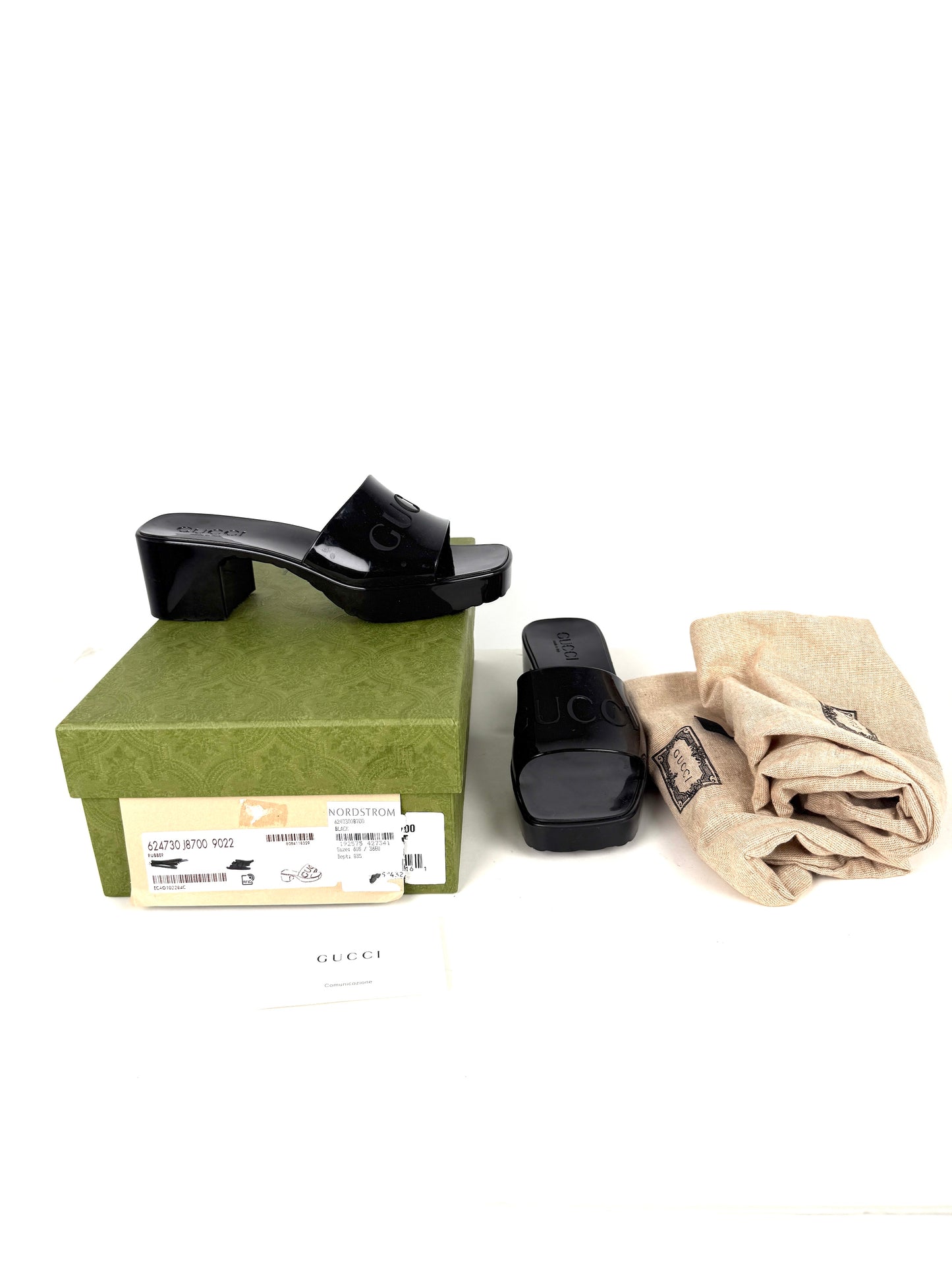 GUCCI Rubber Black Platform Slide Sandals 36, 6