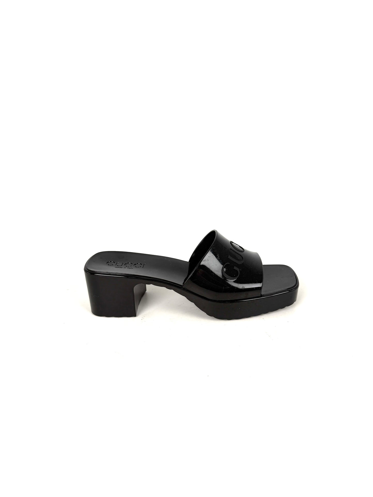 GUCCI Rubber Black Platform Slide Sandals 36, 6