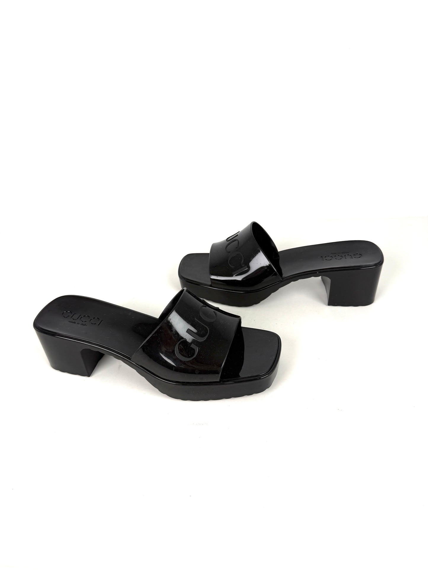 GUCCI Rubber Black Platform Slide Sandals 36, 6
