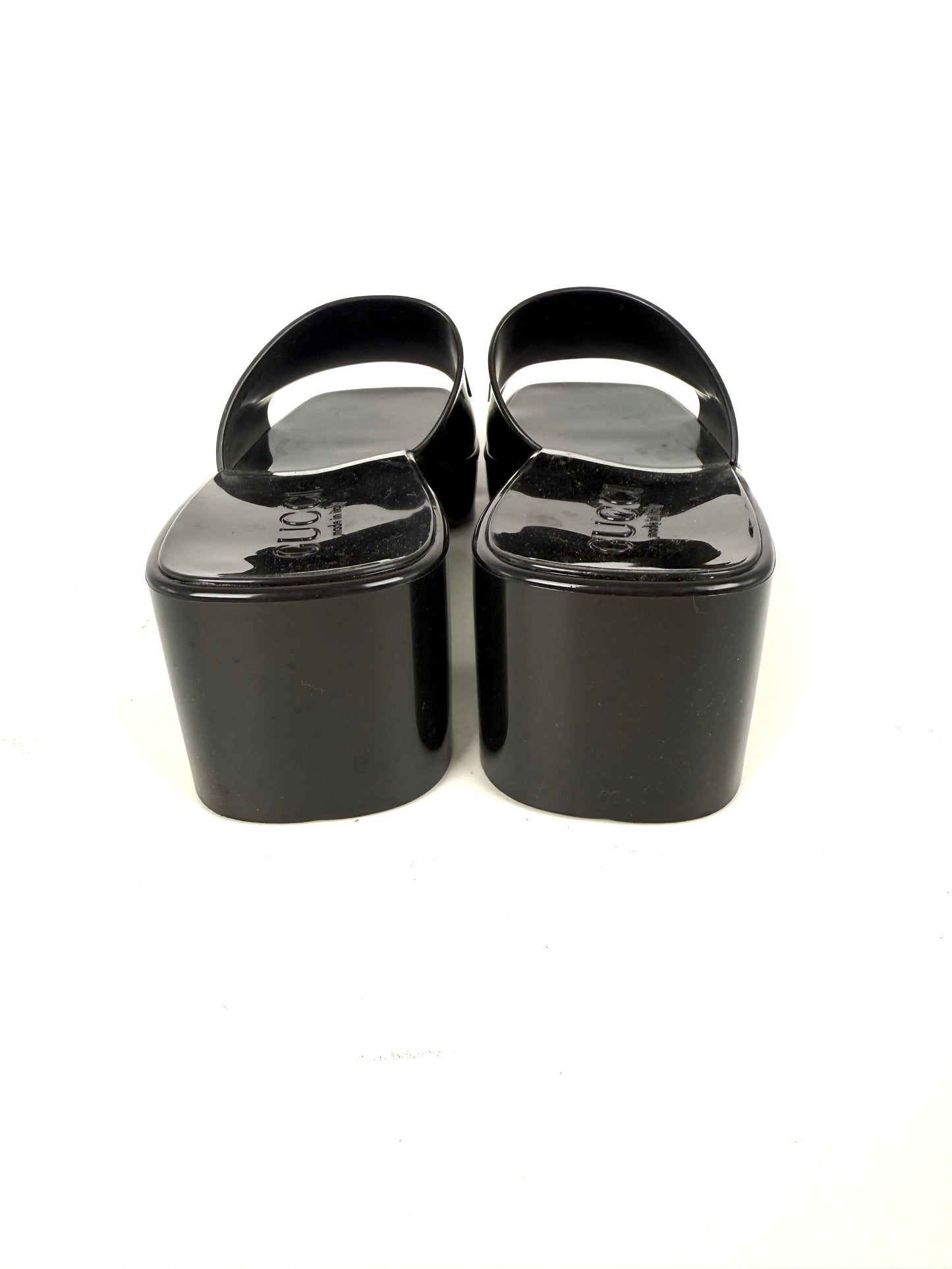 GUCCI Rubber Black Platform Slide Sandals 36, 6