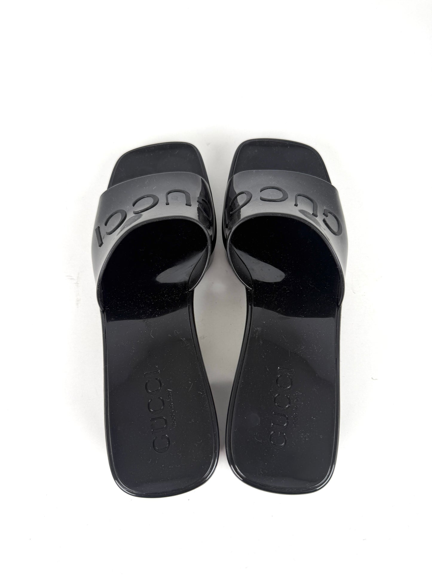 GUCCI Rubber Black Platform Slide Sandals 36, 6