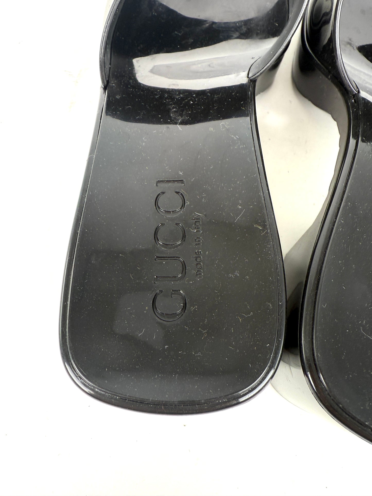 GUCCI Rubber Black Platform Slide Sandals 36, 6