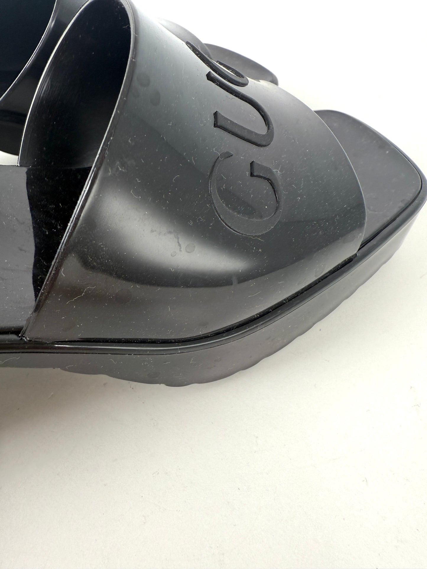 GUCCI Rubber Black Platform Slide Sandals 36, 6