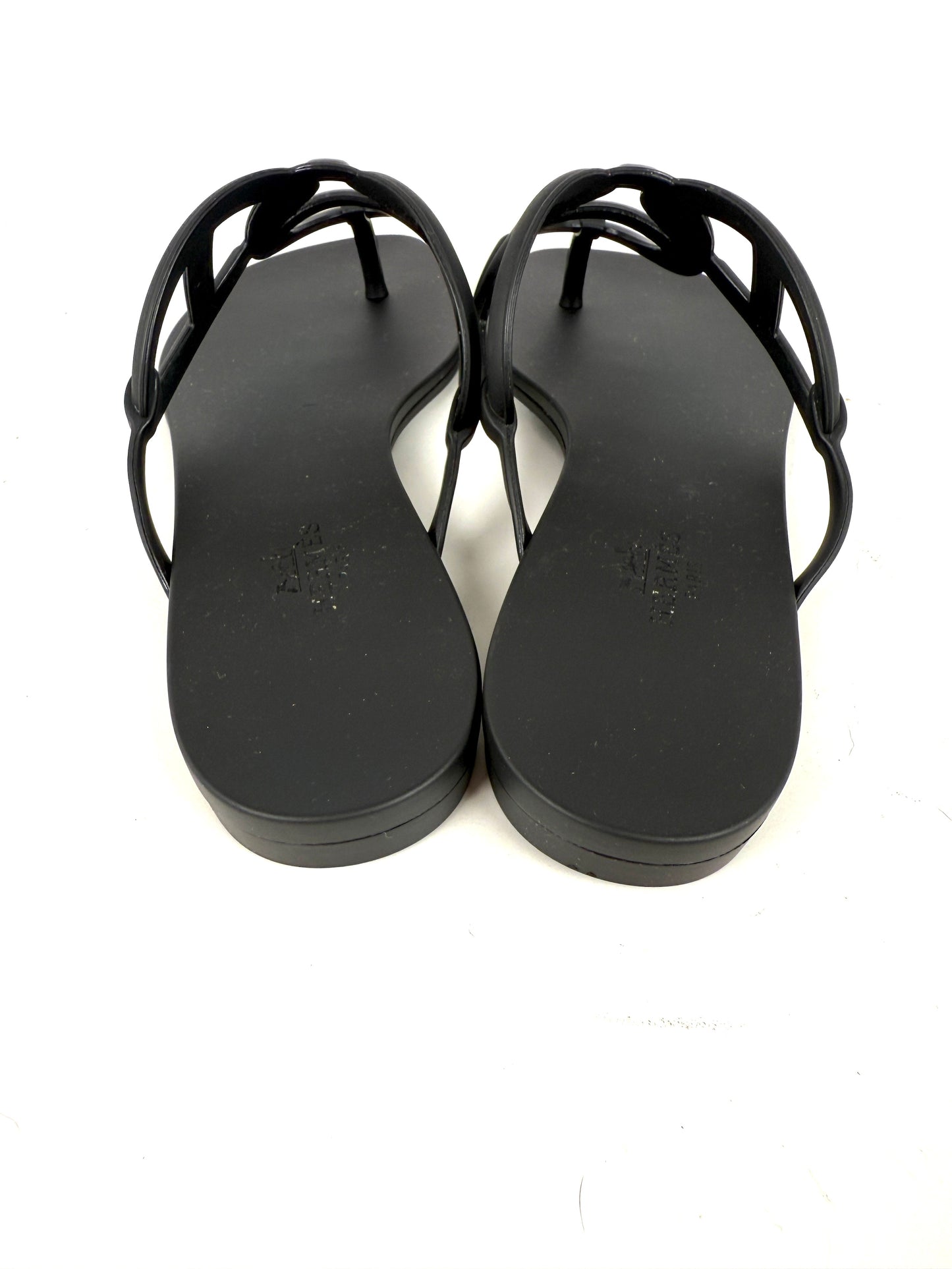 HERMES Egerie Chaine d’Ancre Insignia Black Slide Sandals 37, 6.5