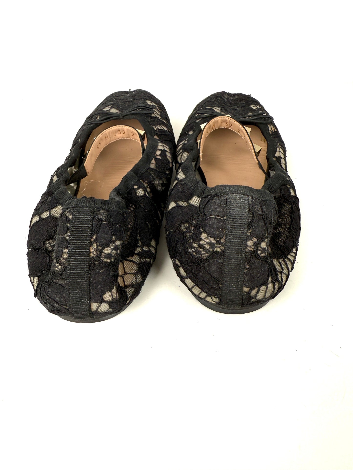 Valentino Garavani Lace Black Rockstud Mary Jane Bow Flats 39 8-8.5