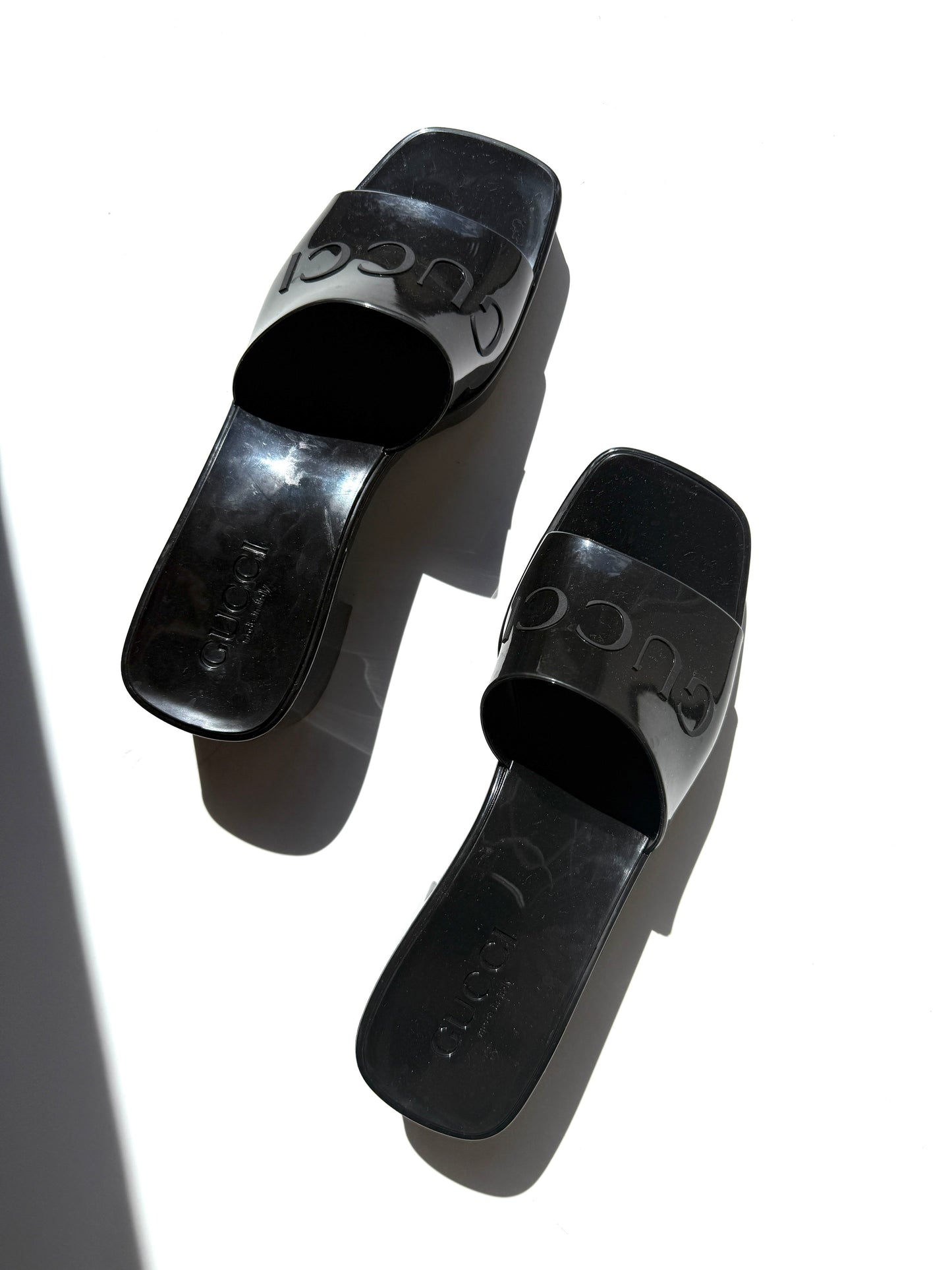 GUCCI Rubber Black Platform Slide Sandals 36, 6