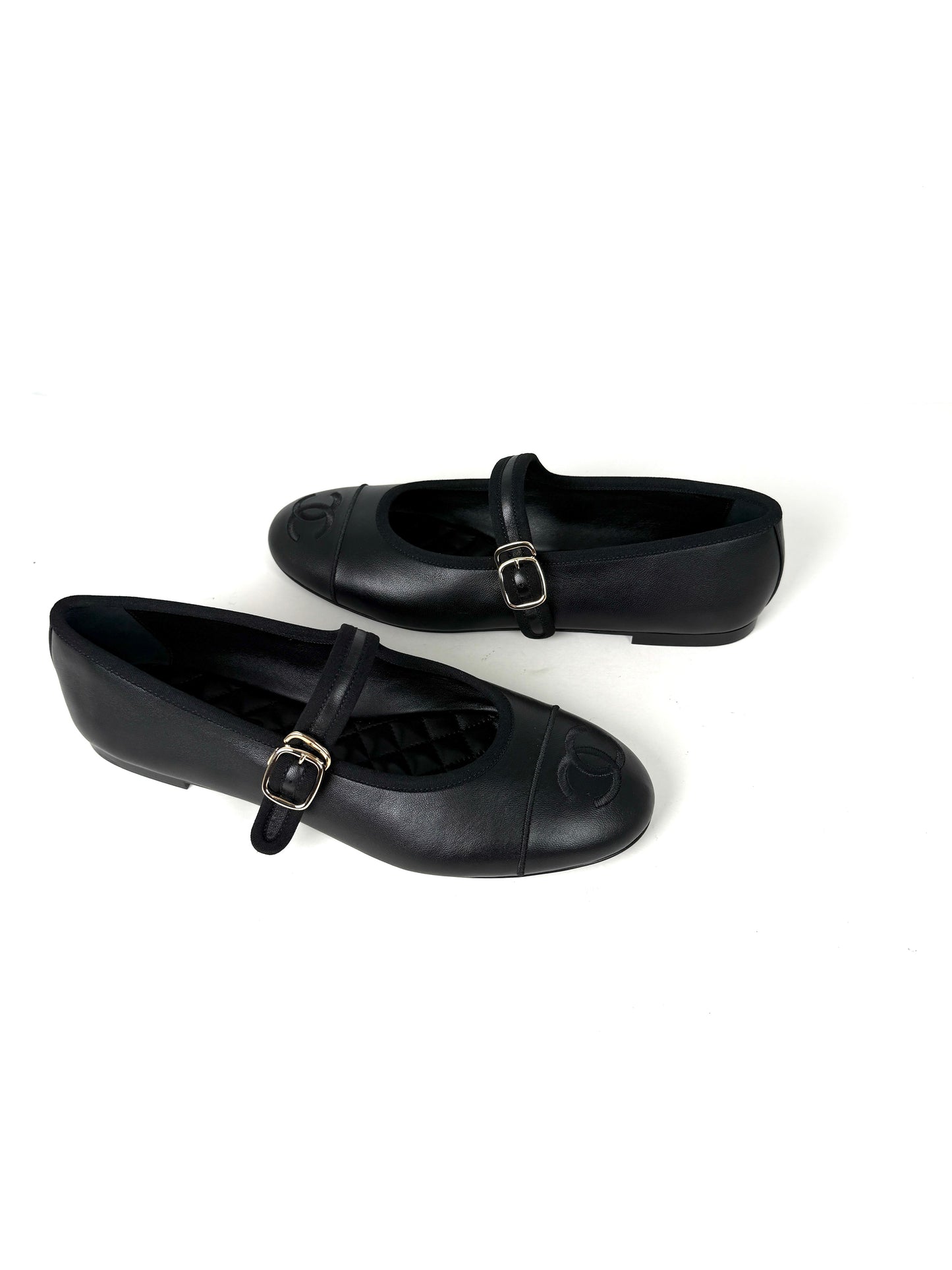 CHANEL Mary Janes 2025 Black Cap Toe CC Logo Flats 39 8