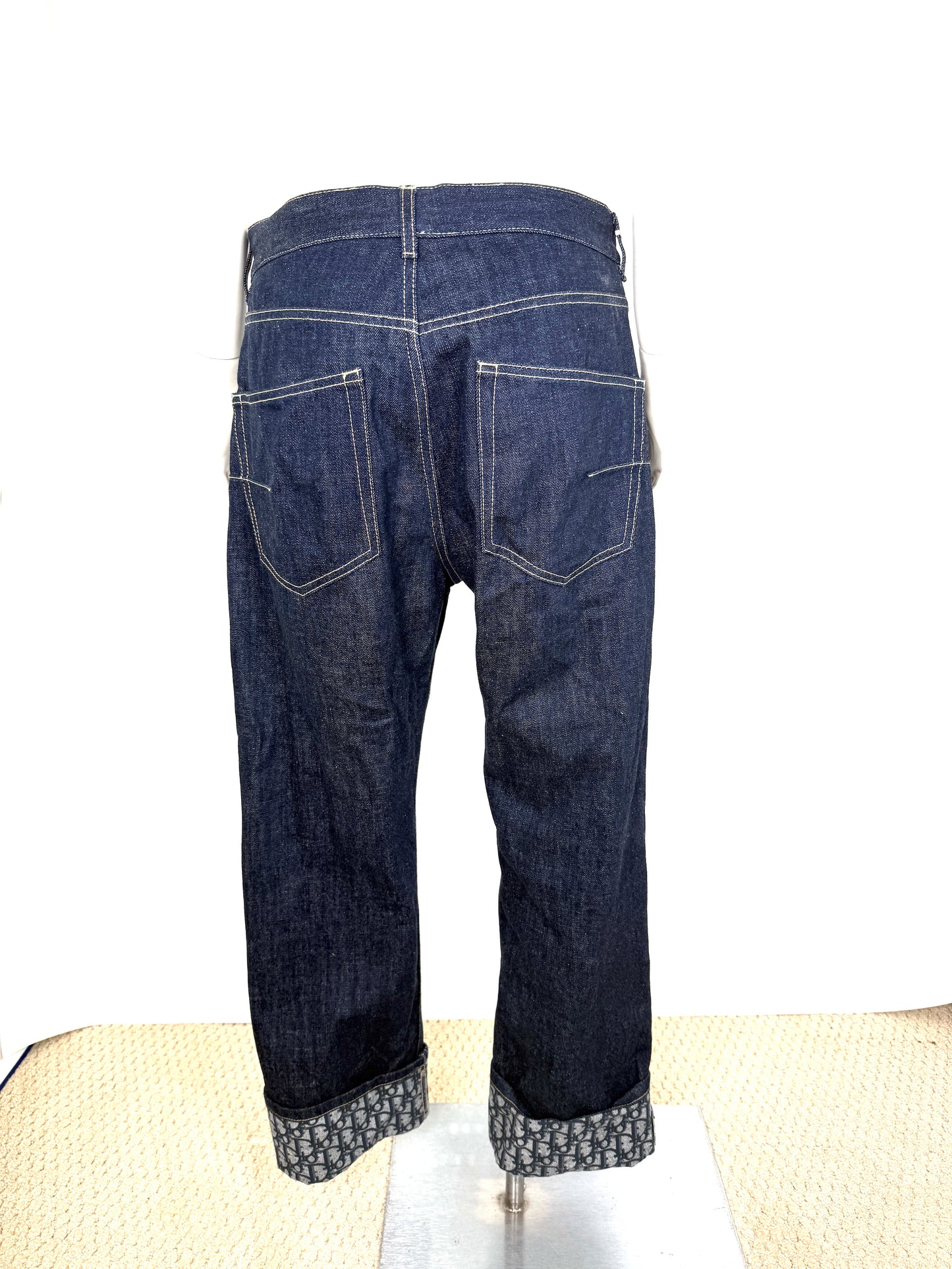Christian Dior Oblique Boyfriend High Rise Cropped Blue Dark Denim Jeans 38, 6