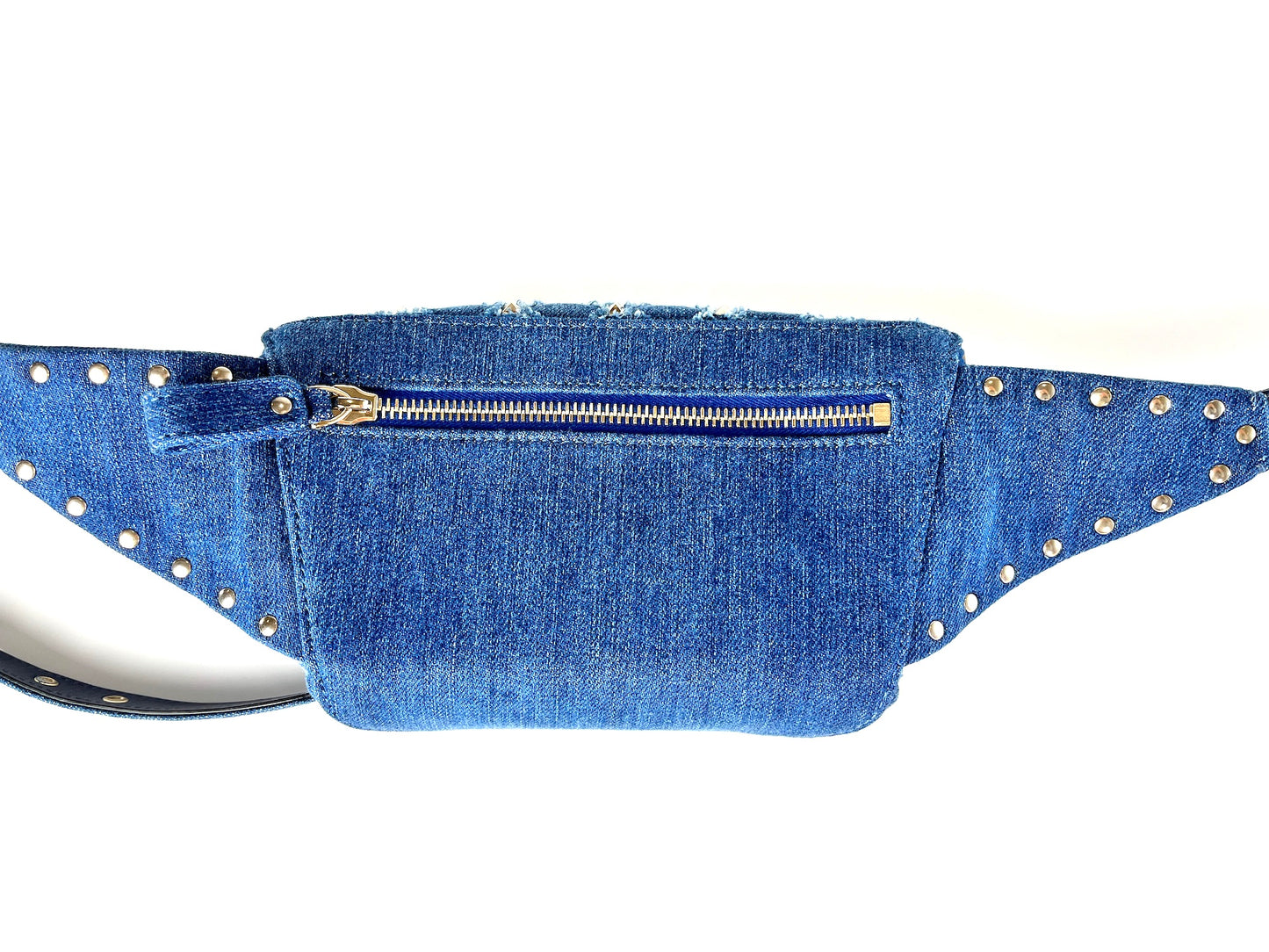Valentino Rockstud Denim Blue Waist Belt Bag