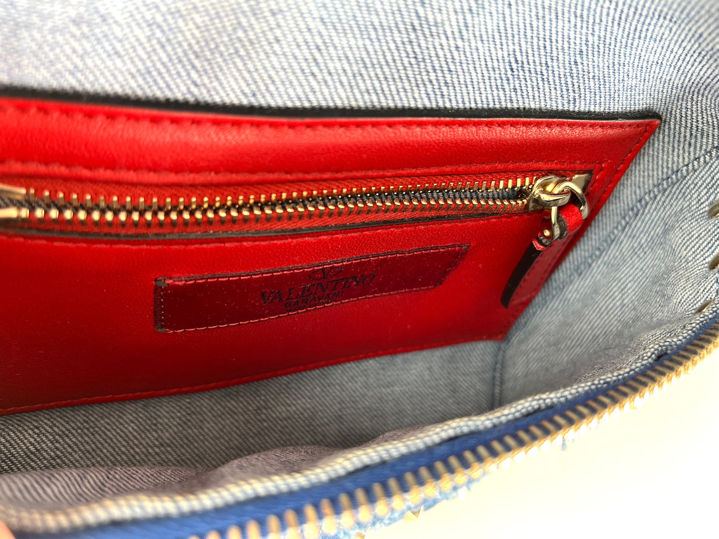 Valentino Rockstud Denim Blue Waist Belt Bag