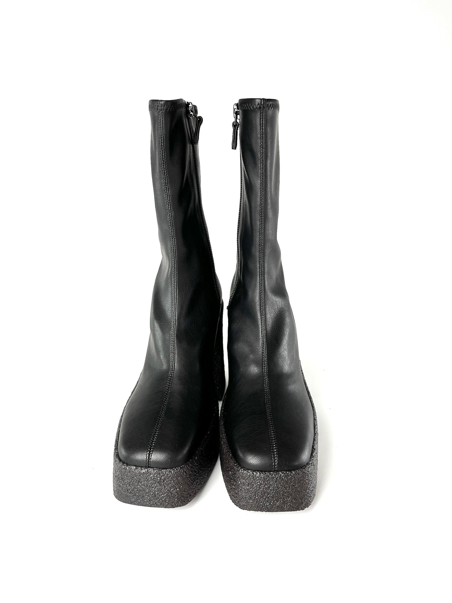 New Stella McCartney Black Skyla Platform Rubber Sock Boots 37 7