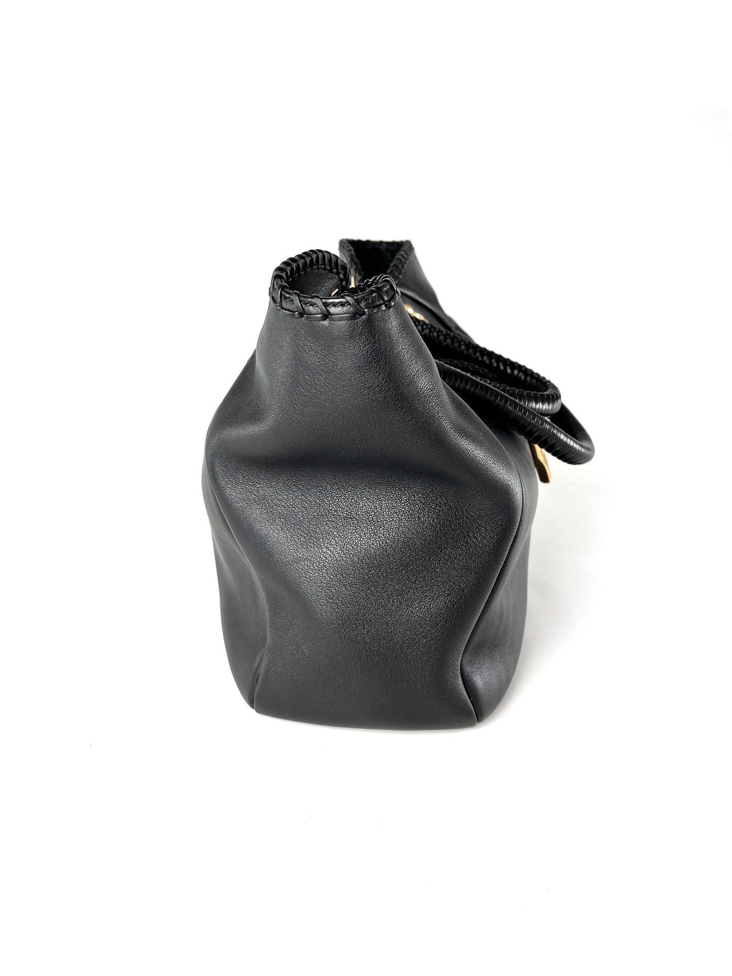 Salvatore Ferragamo Black Gancini Braided Leather Tote Bag