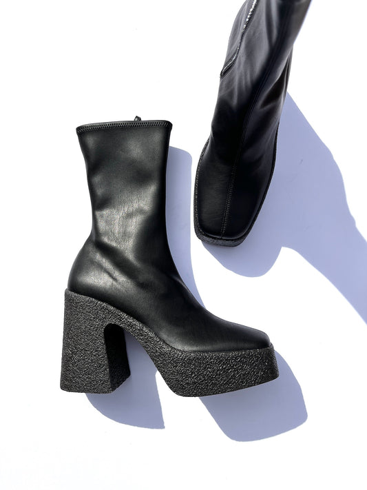 New Stella McCartney Black Skyla Platform Rubber Sock Boots 37 7
