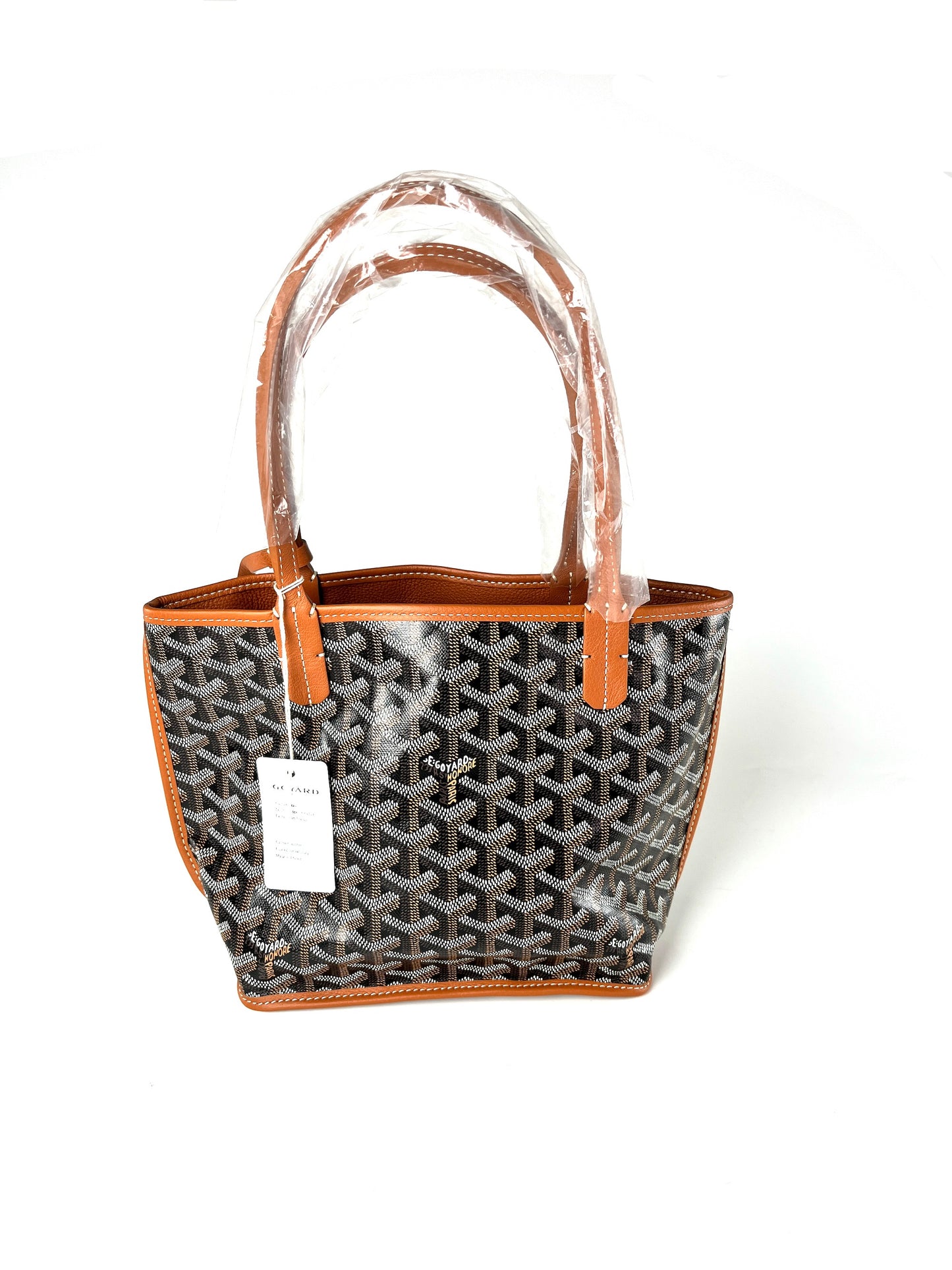 New Goyard Goyardine Black Tan Mini Anjou Reversible Tote Bag