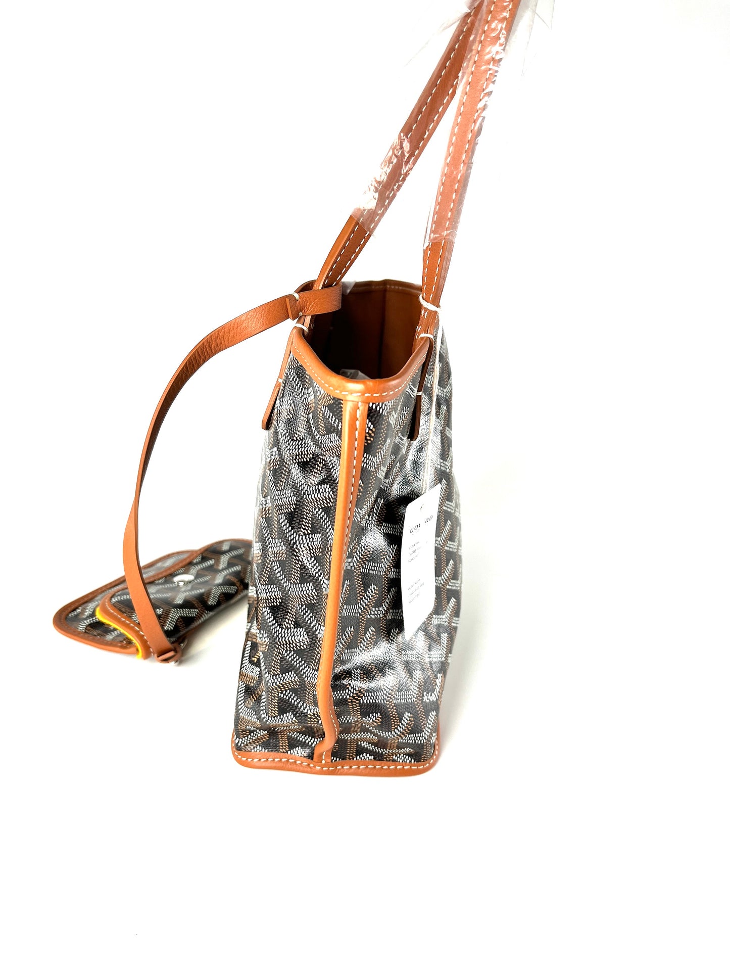 New Goyard Goyardine Black Tan Mini Anjou Reversible Tote Bag