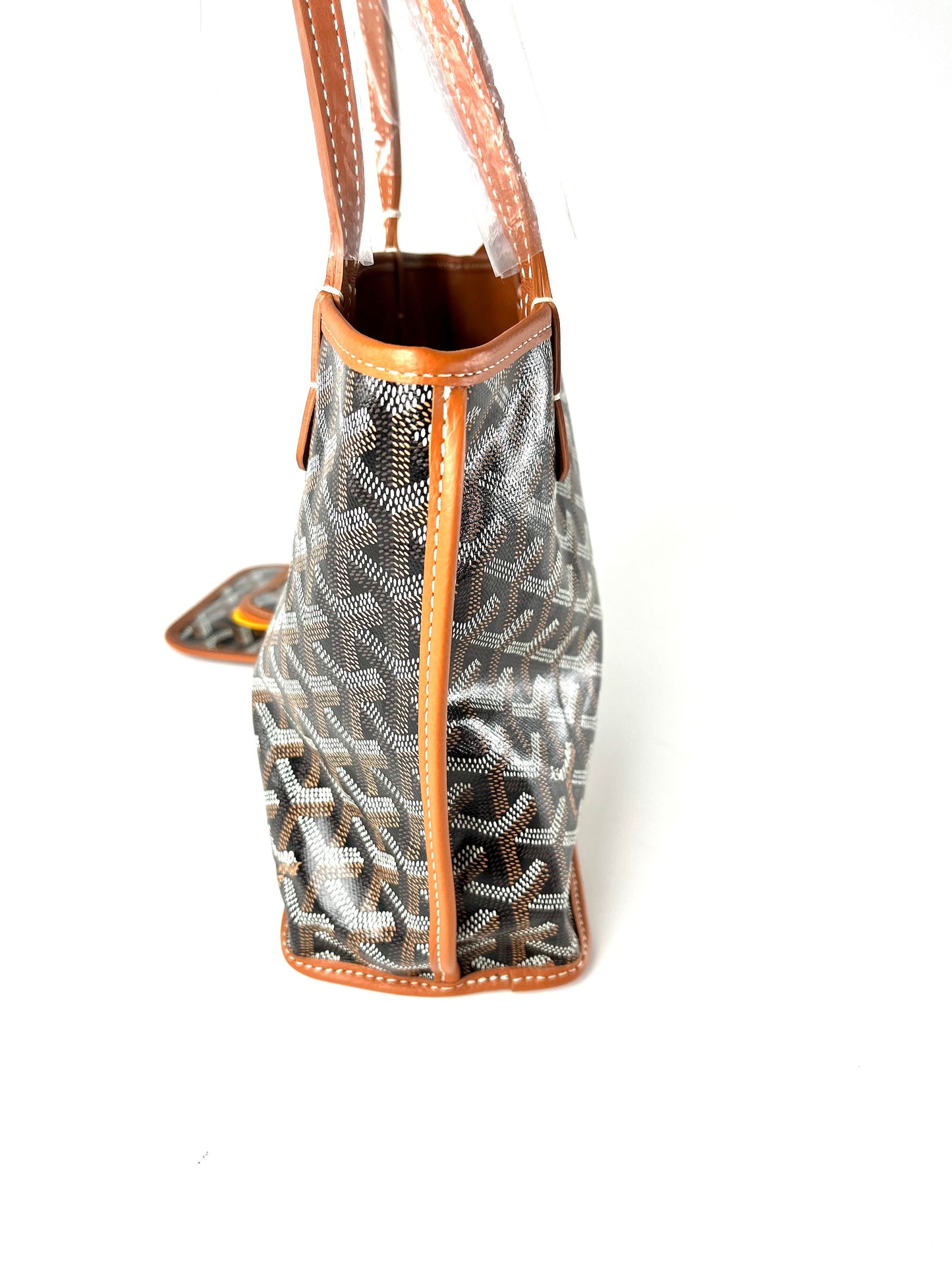 New Goyard Goyardine Black Tan Mini Anjou Reversible Tote Bag