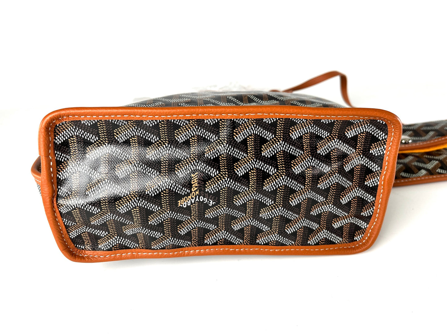 New Goyard Goyardine Black Tan Mini Anjou Reversible Tote Bag