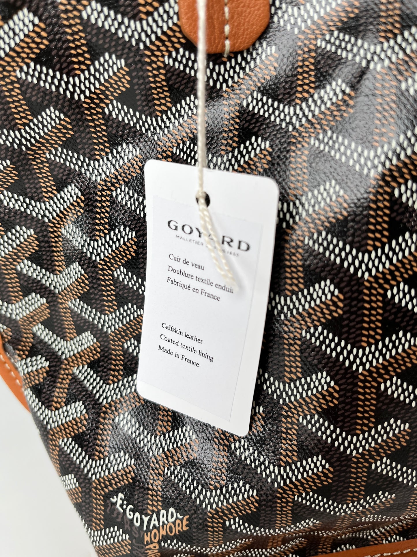 New Goyard Goyardine Black Tan Mini Anjou Reversible Tote Bag
