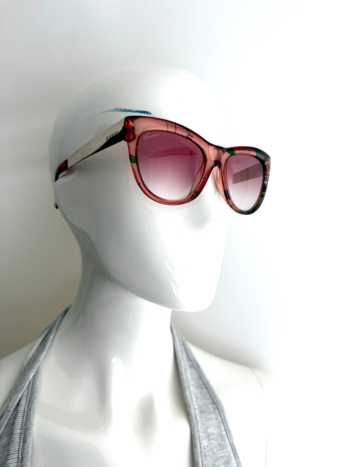 GUCCI Optyl Flora GG 3739 Pink Cat Eye Sunglasses