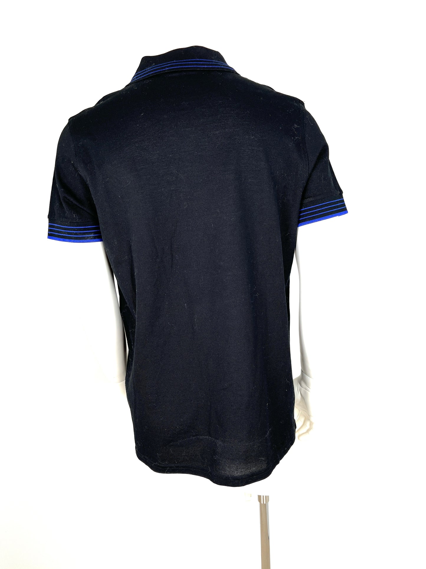 SAINT LAURENT Cotton Collared Short Sleeved Black Blue Logo Polo Shirt Top L