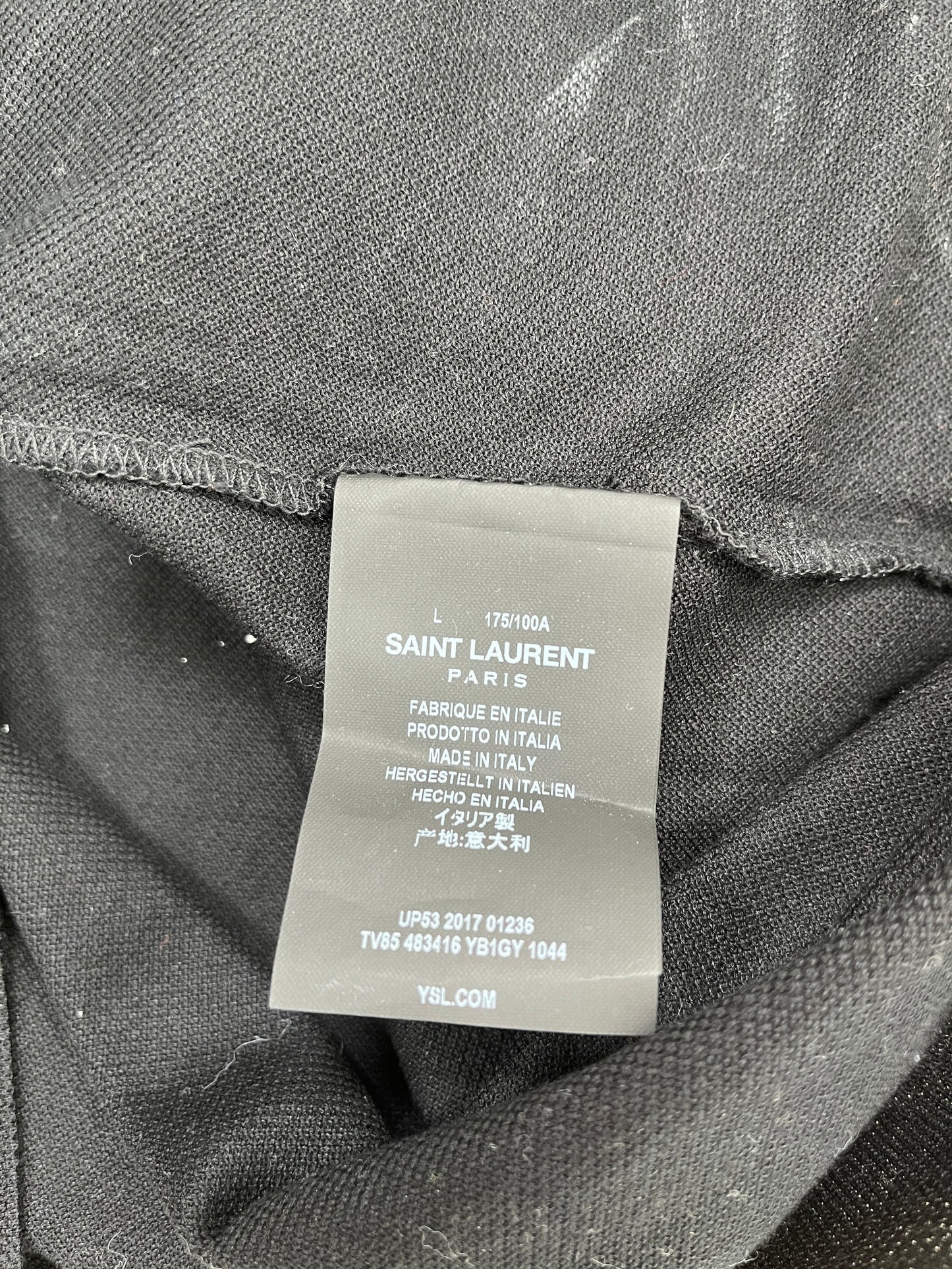 SAINT LAURENT Men's Cotton Collared Short Sleeved Black Blue Logo Polo Shirt Top L