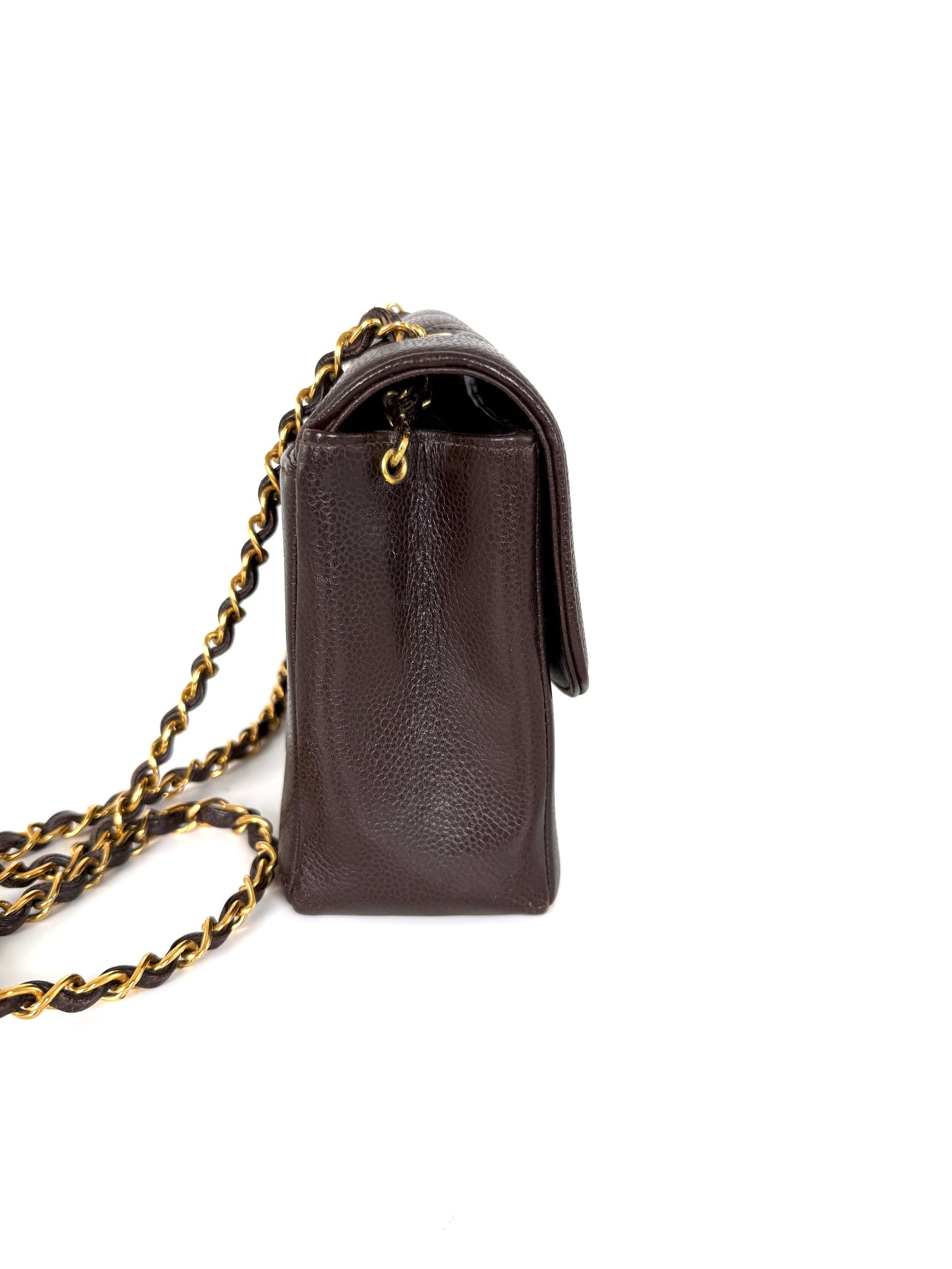 Vintage CHANEL Diana Medium Brown Caviar Quilted Leather Crossbody Flap Bag