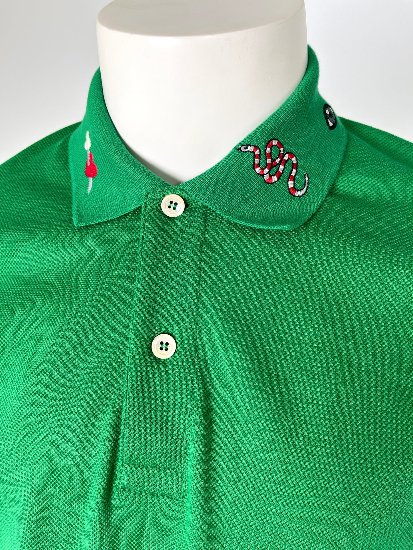 GUCCI Men’s Cotton Collared Short Sleeved Web Green Red Polo Shirt Top L
