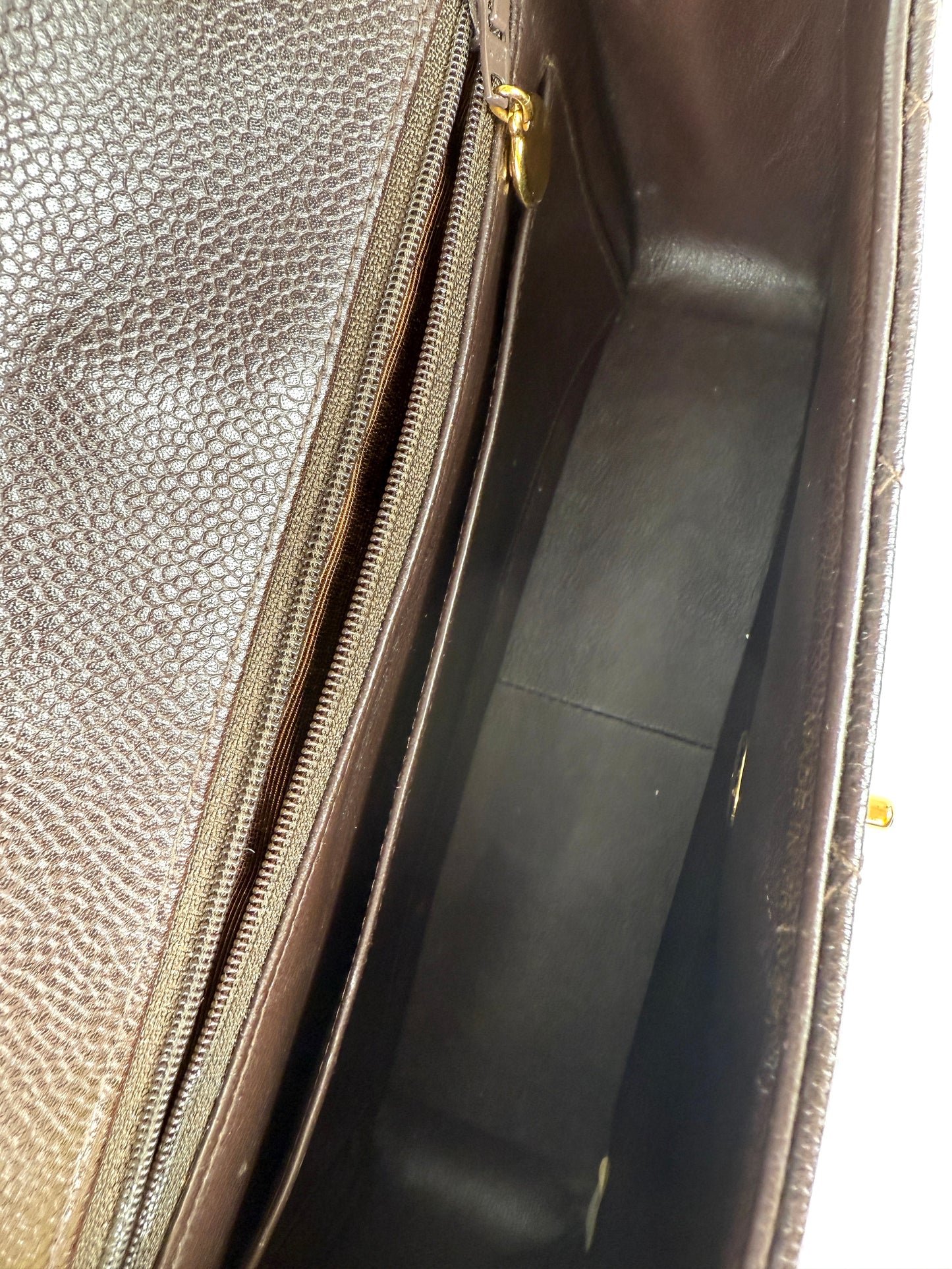 Vintage CHANEL Diana Medium Brown Caviar Quilted Leather Crossbody Flap Bag